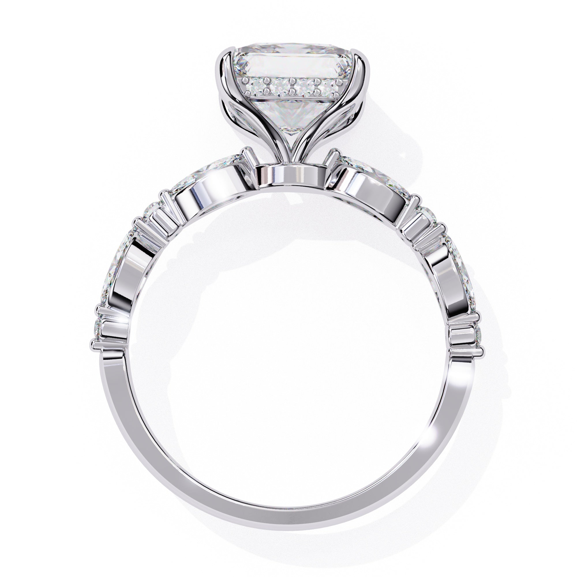 Elegant Central Stone Diamond Ring with Radiant Side Accents