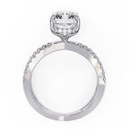 Radiant Central Stone Diamond Ring with Shimmering Side Accents