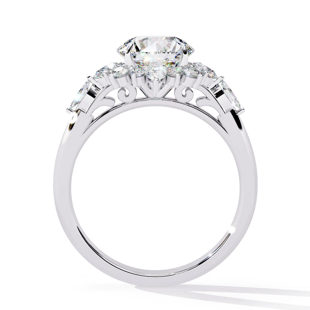 Radiant Central Stone Diamond Ring with Sparkling Side Accents