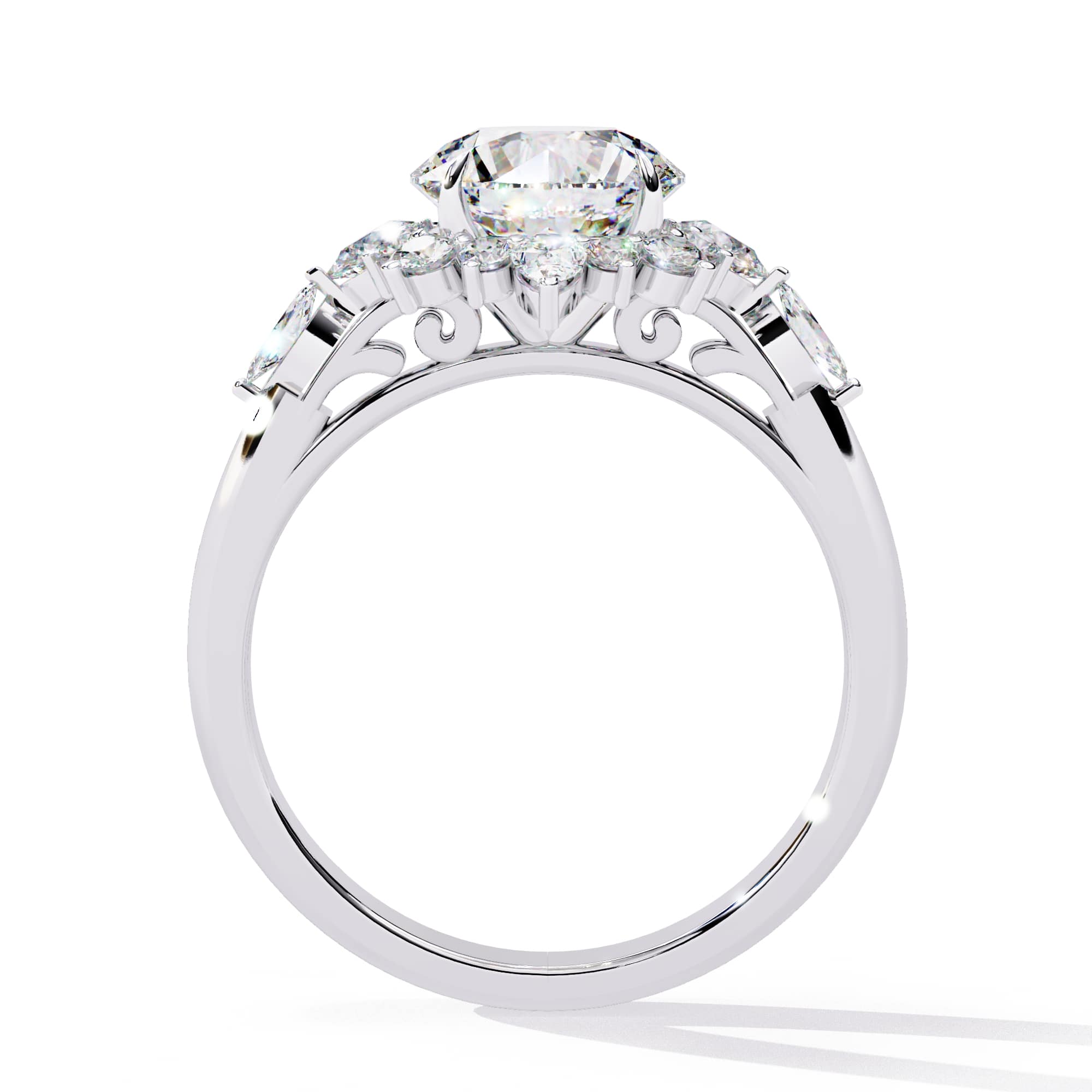 Radiant Central Stone Diamond Ring with Sparkling Side Accents