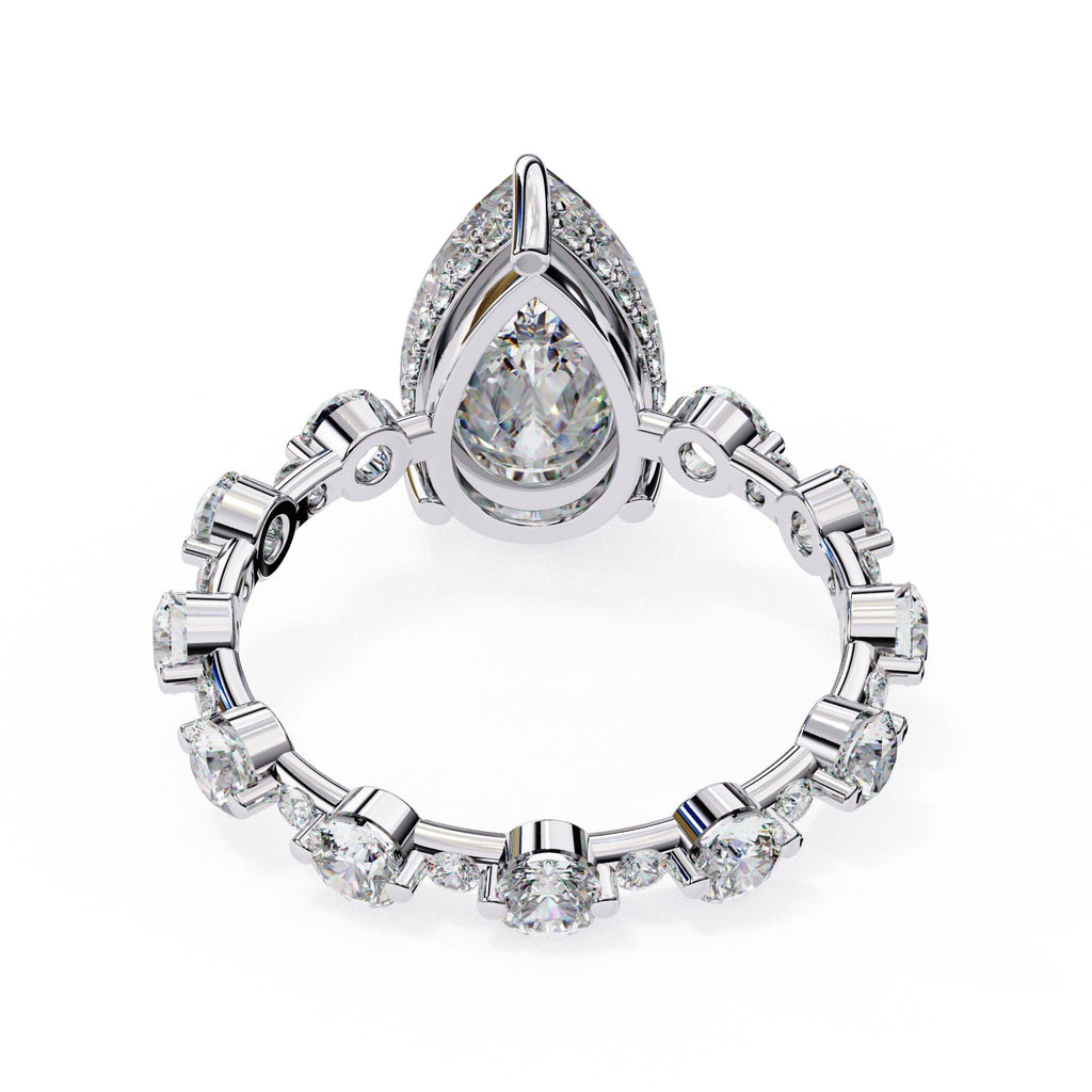 Radiant Central Stone Diamond Ring with Shimmering Side Accents