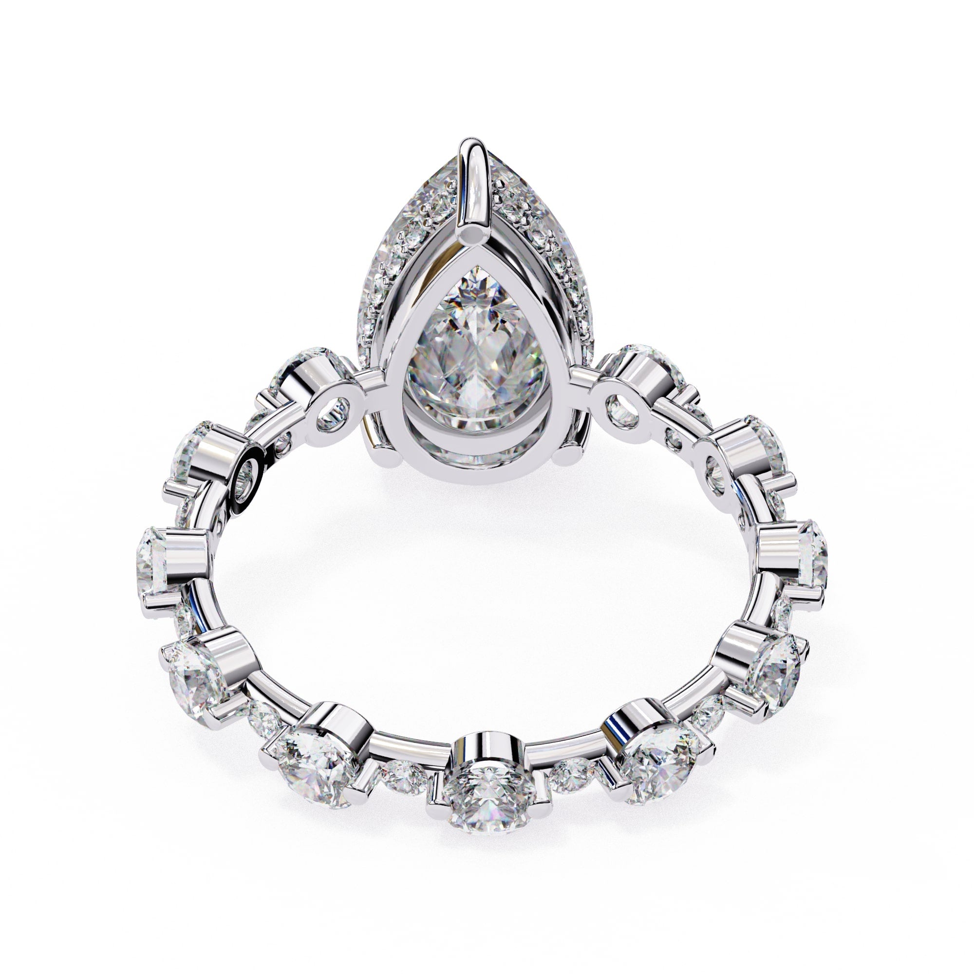 Radiant Central Stone Diamond Ring with Shimmering Side Accents