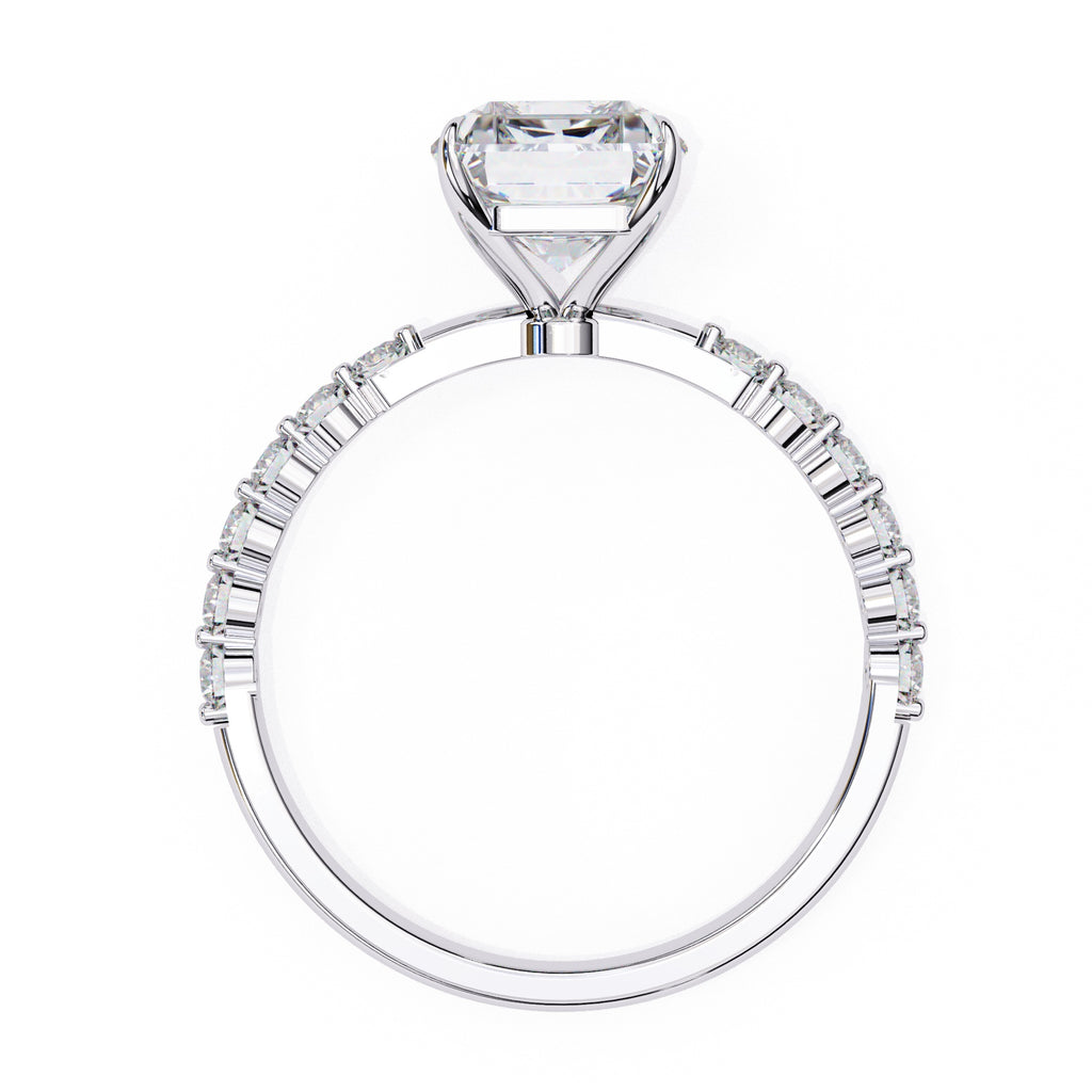 Radiant Central Stone Diamond Ring with Shimmering Accents