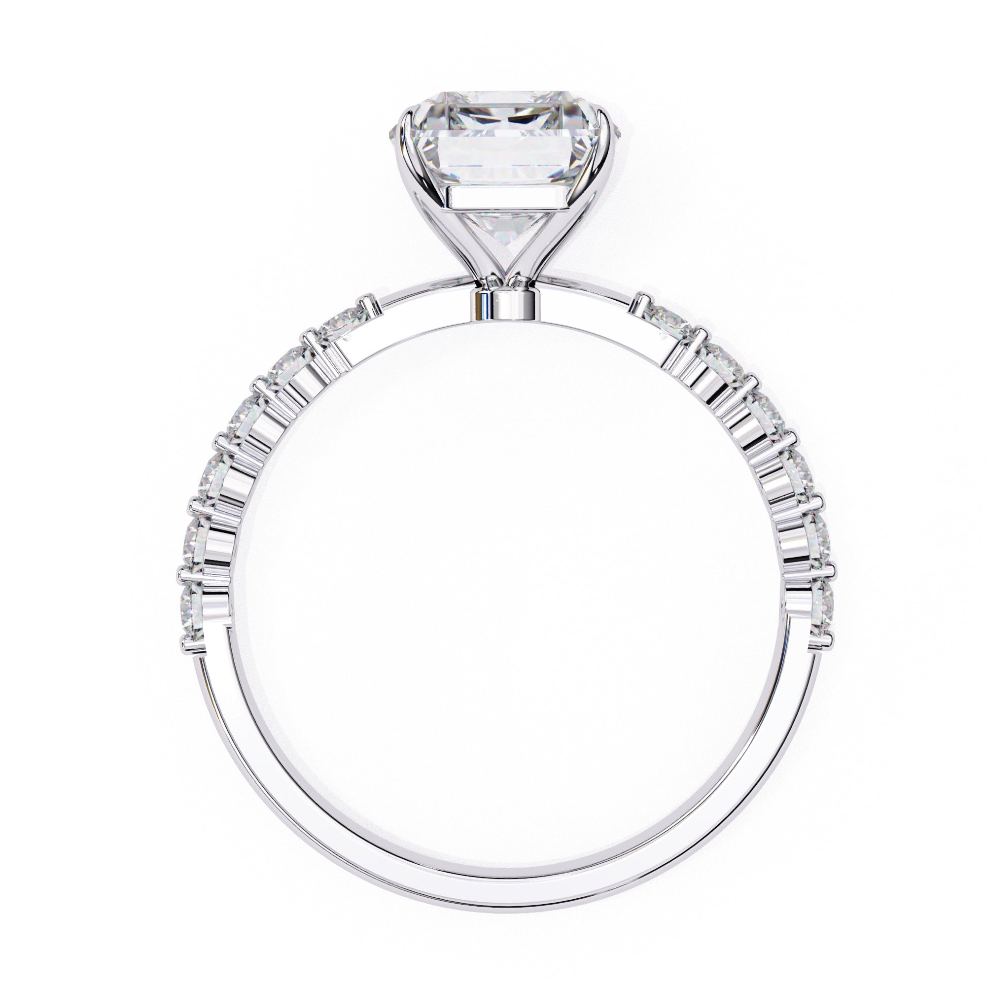 Radiant Central Stone Diamond Ring with Shimmering Accents