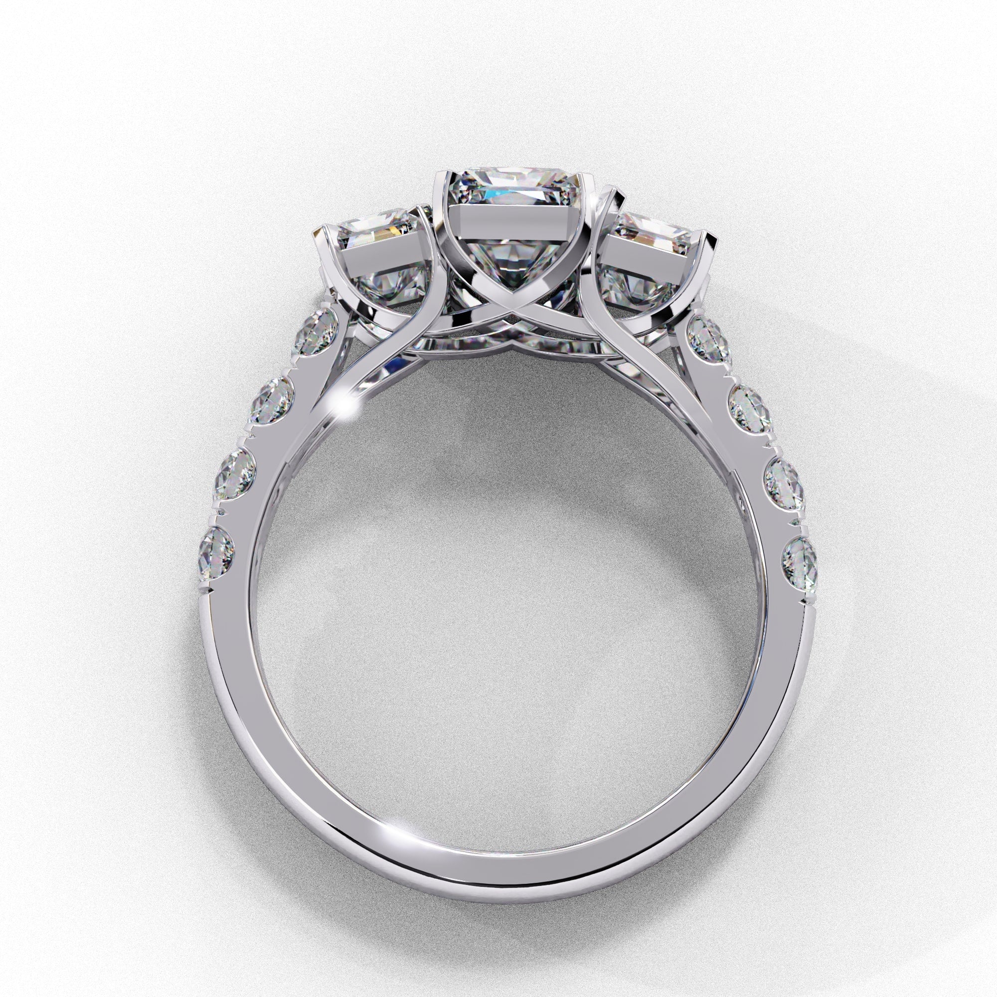 Radiant Multi-Stone Diamond Ring with Brilliant Side Accents