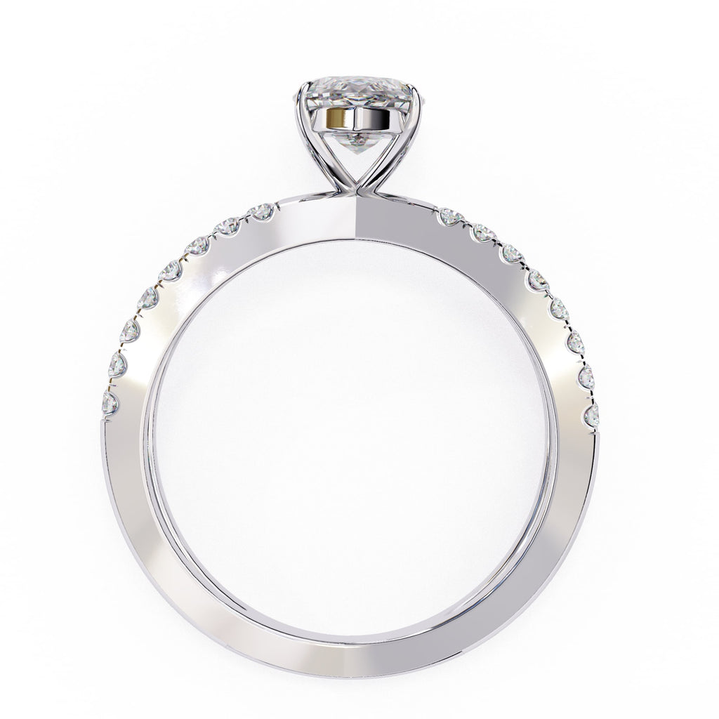 Radiant Central Stone Diamond Ring with Shimmering Side Accents