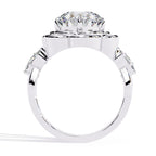 Radiant Central Stone Diamond Ring with Shimmering Side Accents