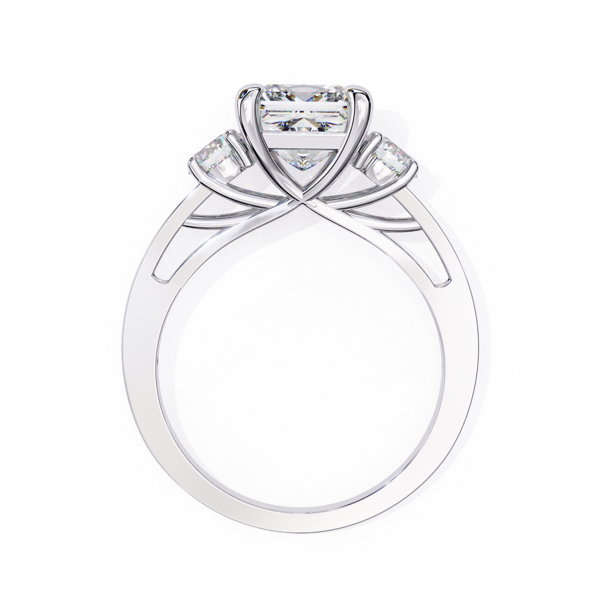 Elegant Diamond Central Stone Ring with Shimmering Side Accents