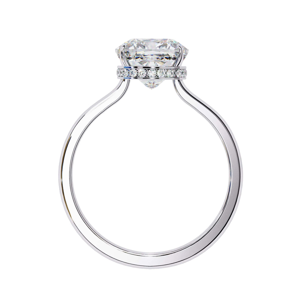 Radiant Central Stone Diamond Ring with Shimmering Side Accents