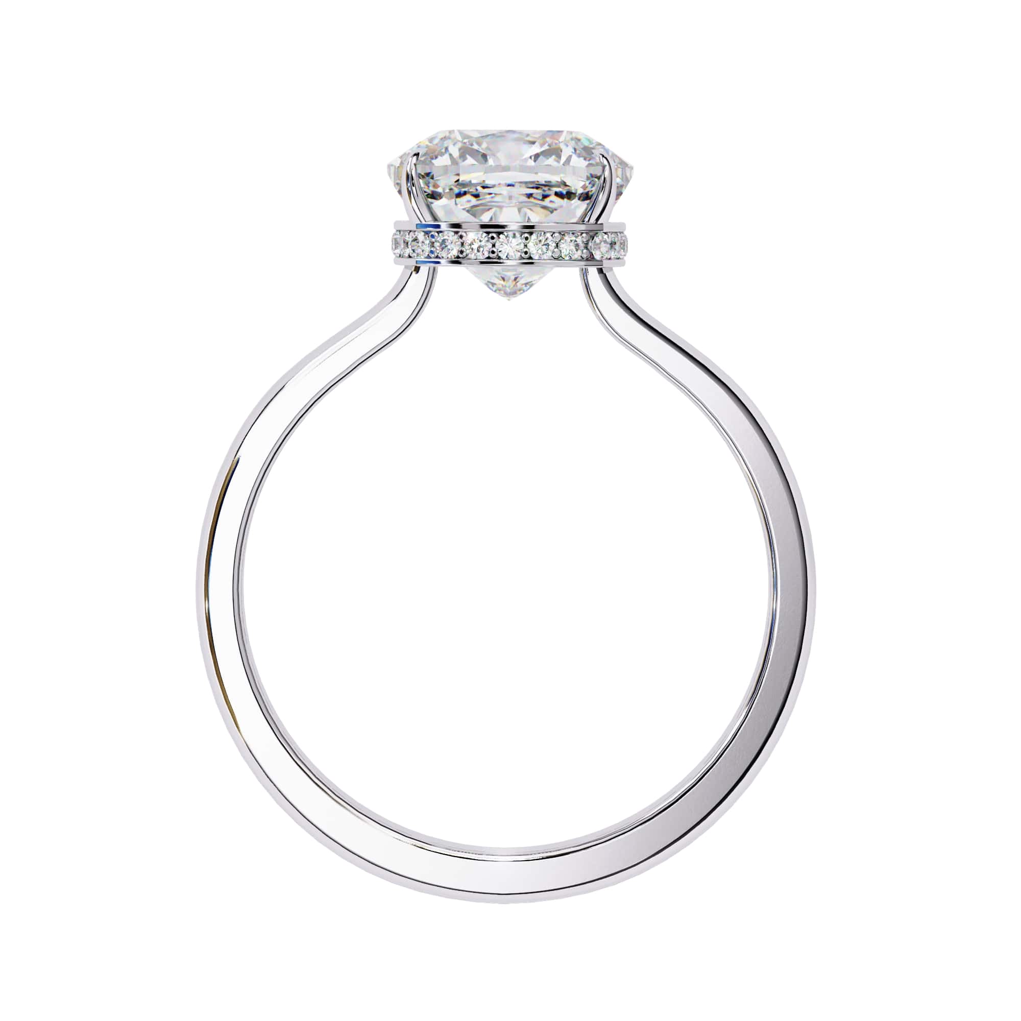 Radiant Central Stone Diamond Ring with Shimmering Side Accents
