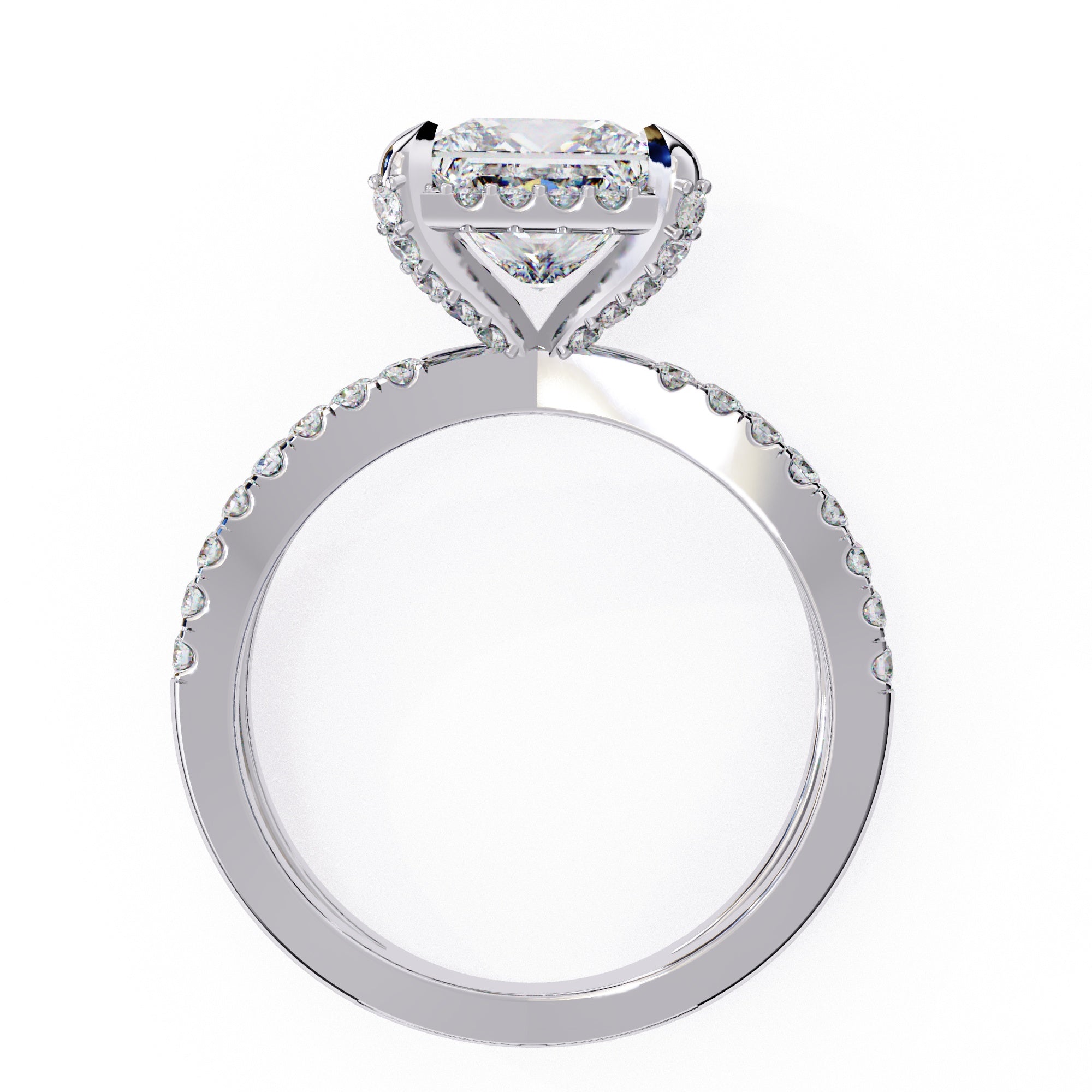 Radiant Central Stone Diamond Elegance Ring