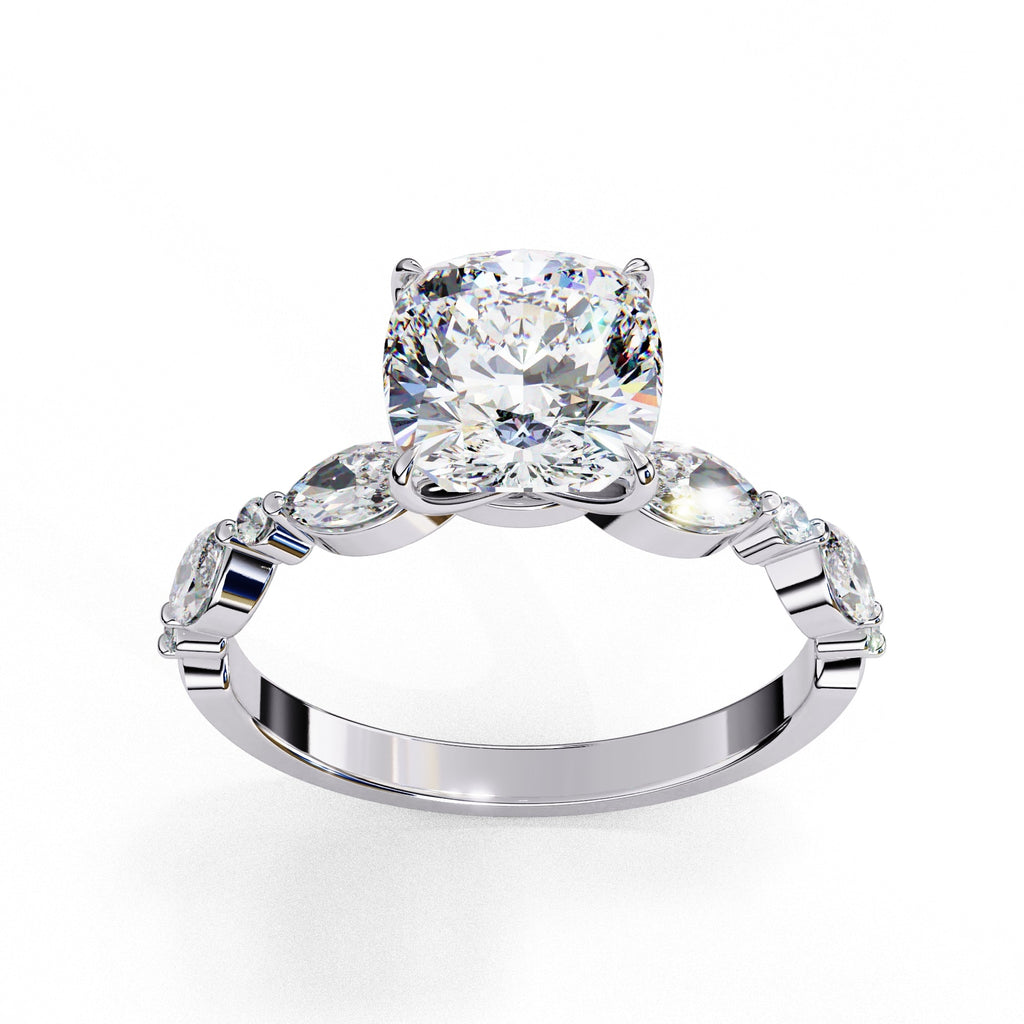 Elegant Diamond Central Stone Ring with Brilliant Side Accents