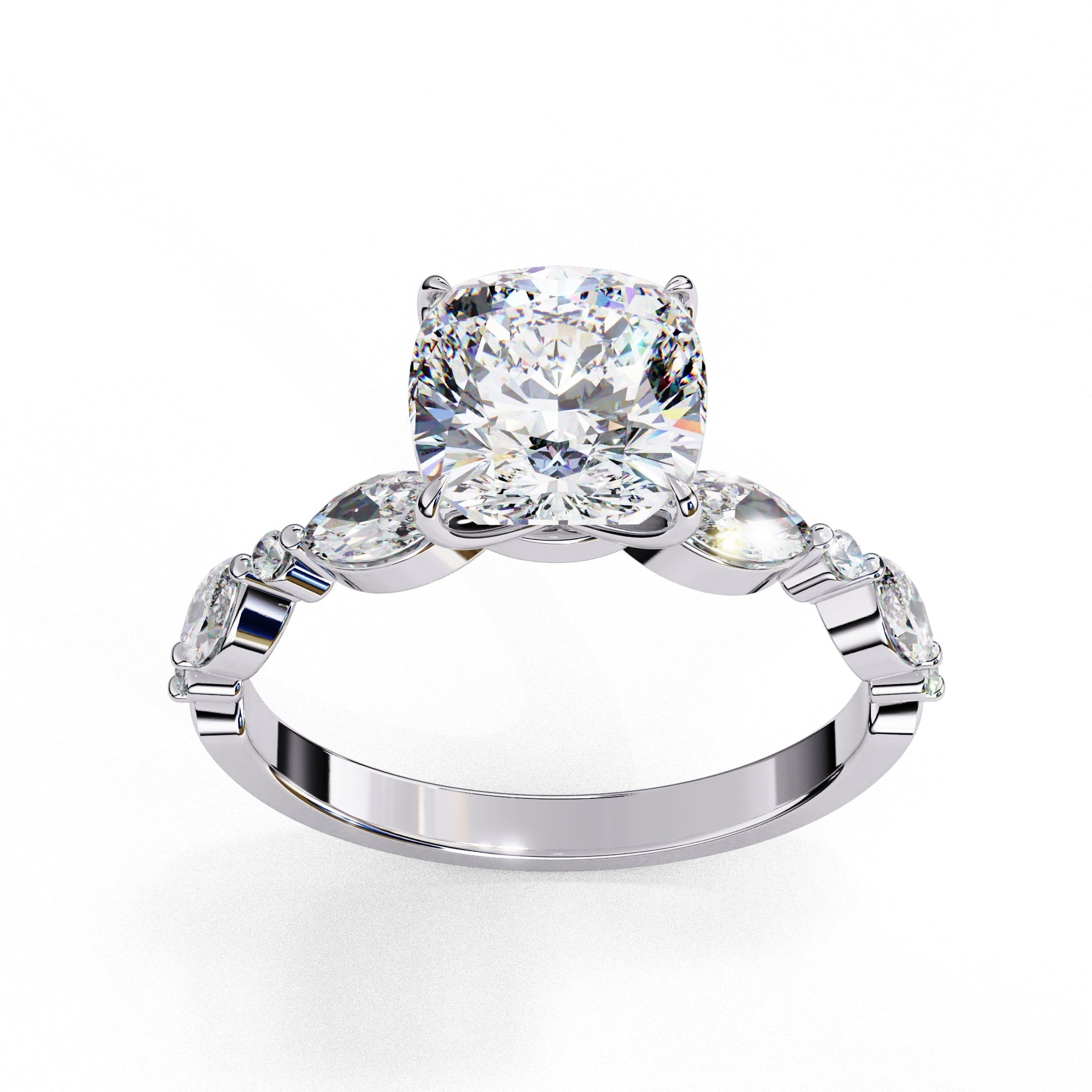 Elegant Diamond Central Stone Ring with Brilliant Side Accents