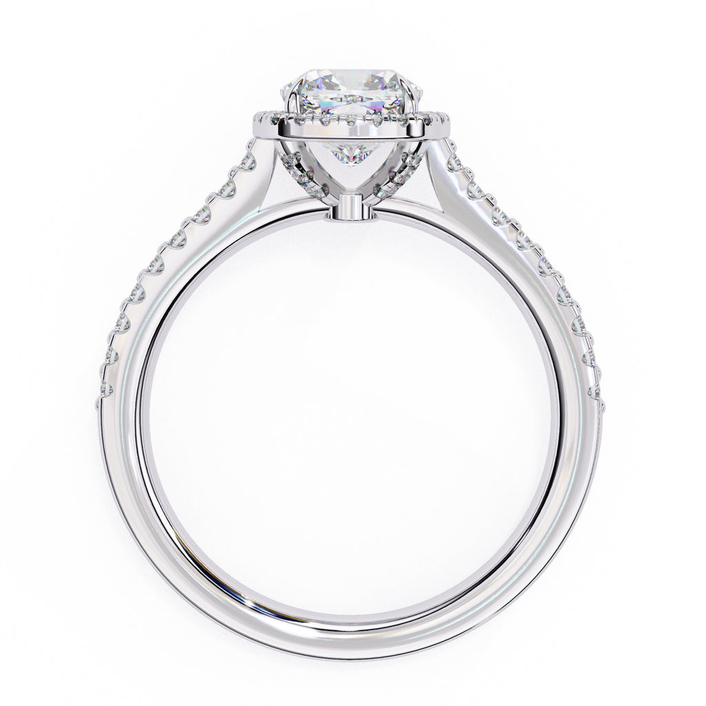 Radiant Central Stone Diamond Ring with Shimmering Side Accents