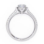 Radiant Central Stone Diamond Ring with Shimmering Side Accents