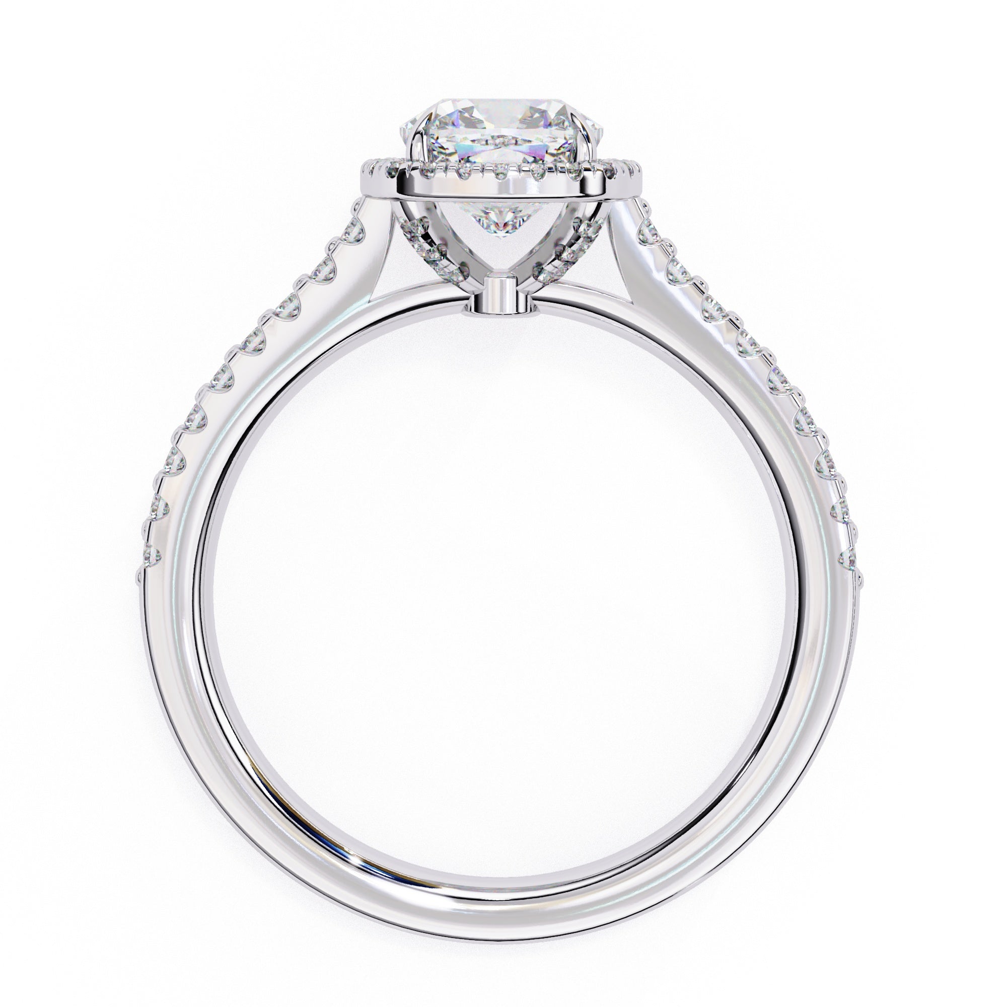 Radiant Central Stone Diamond Ring with Shimmering Side Accents