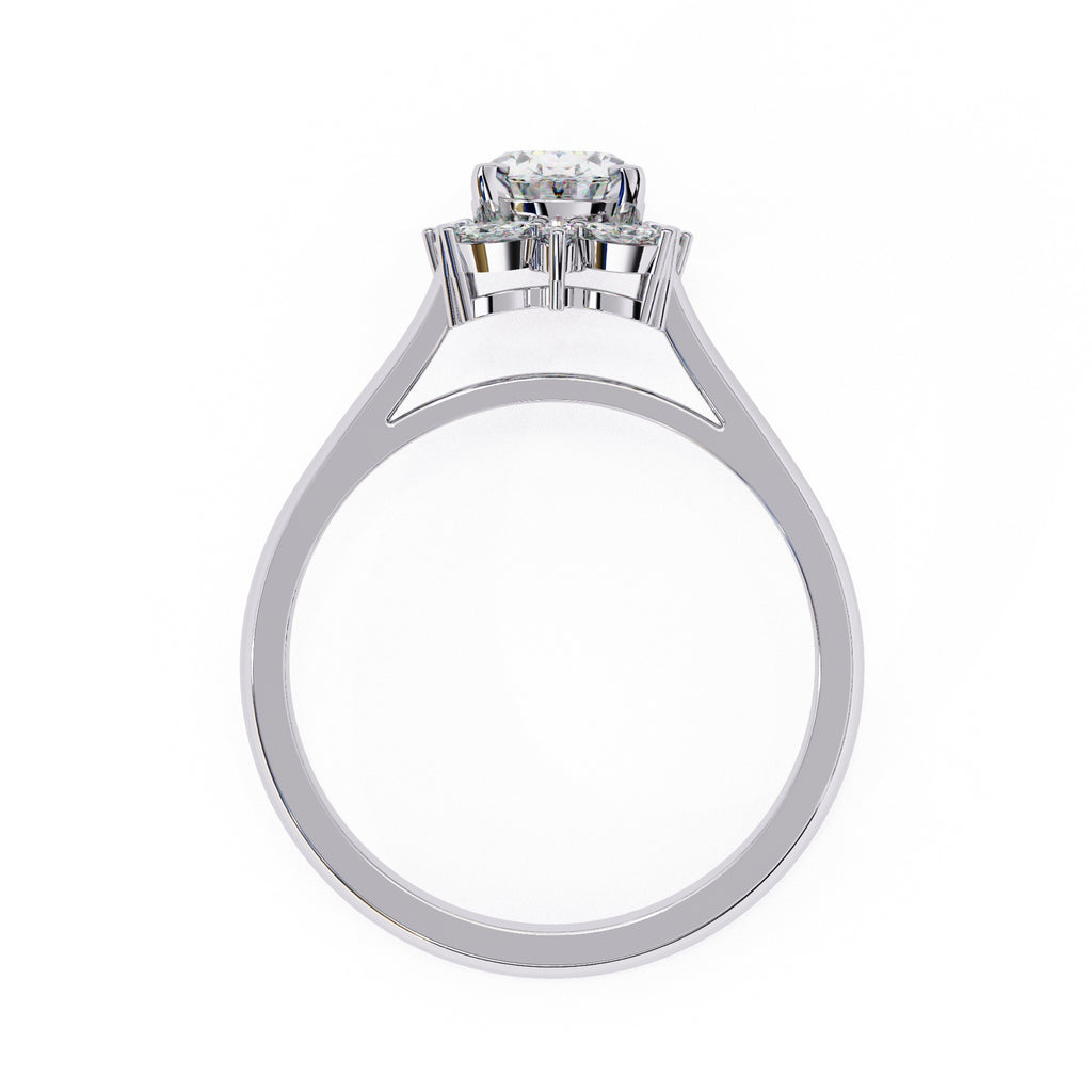 Radiant Central Stone Diamond Ring with Shimmering Side Accents
