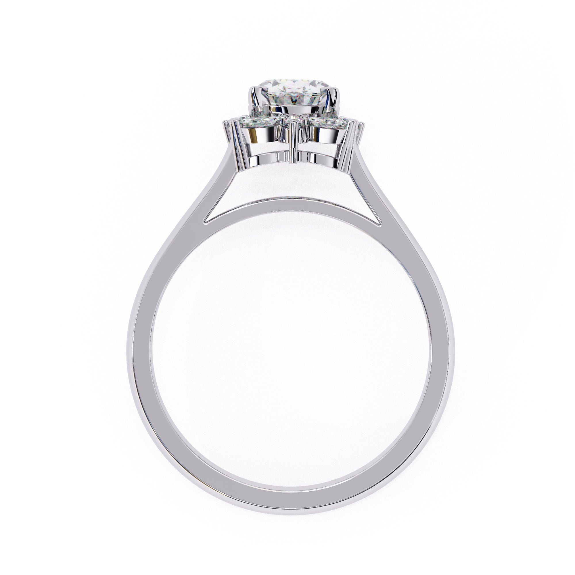 Radiant Central Stone Diamond Ring with Shimmering Side Accents
