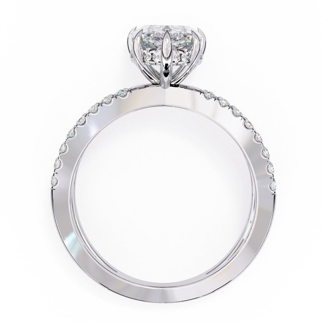 Radiant Central Stone Diamond Ring with Shimmering Side Accents