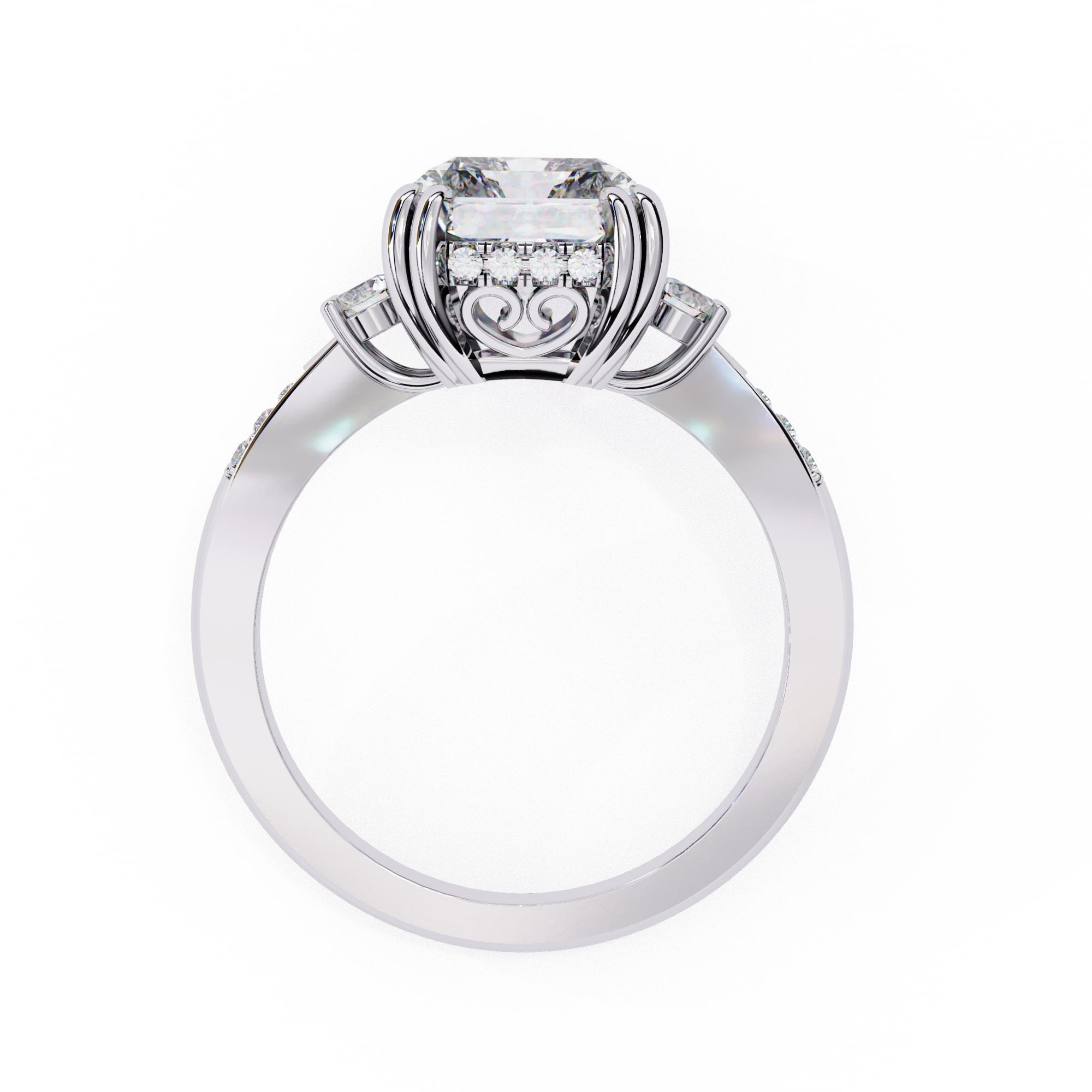 Elegant Central Stone Diamond Ring with Radiant Side Accents