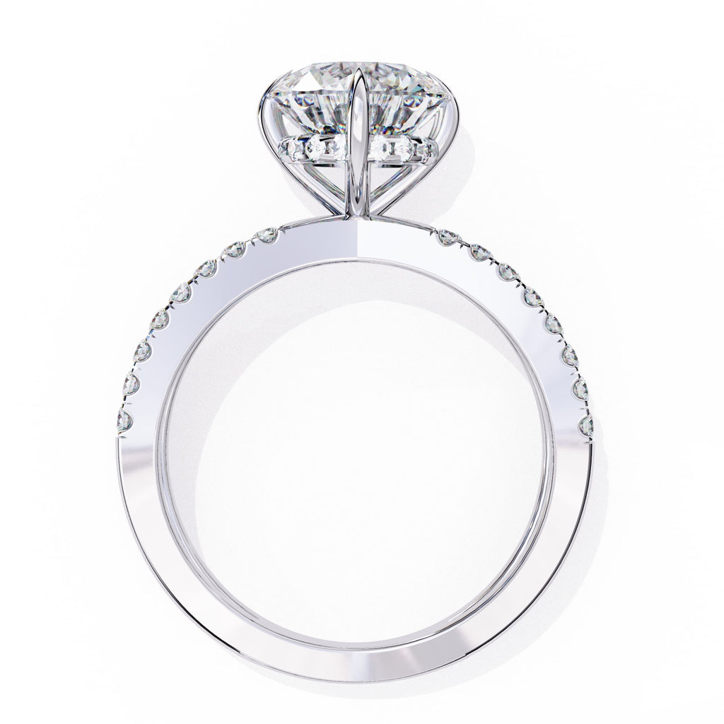 Radiant Central Stone Diamond Ring with Shimmering Side Accents