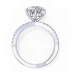 Radiant Central Stone Diamond Ring with Shimmering Side Accents
