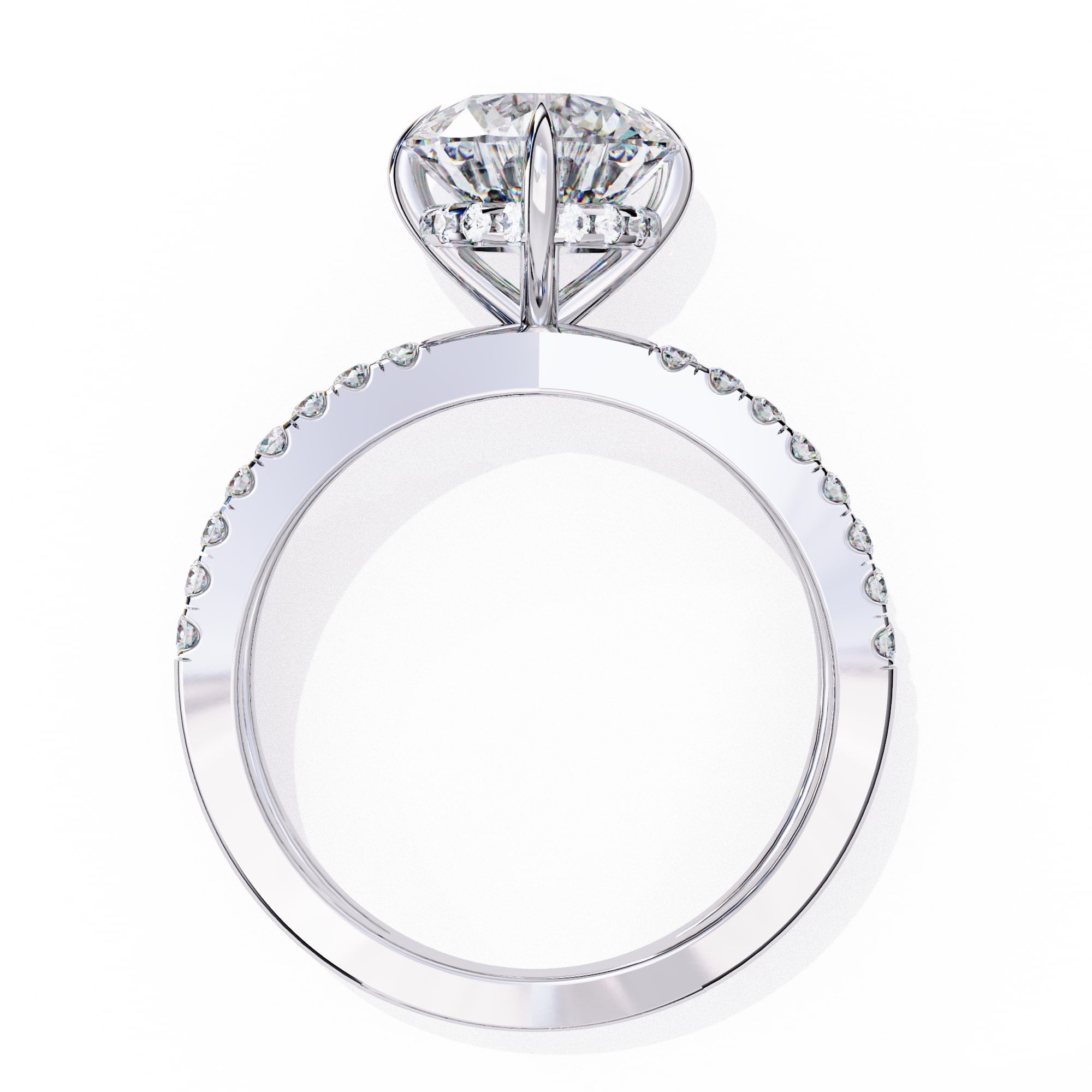 Radiant Central Stone Diamond Ring with Shimmering Side Accents