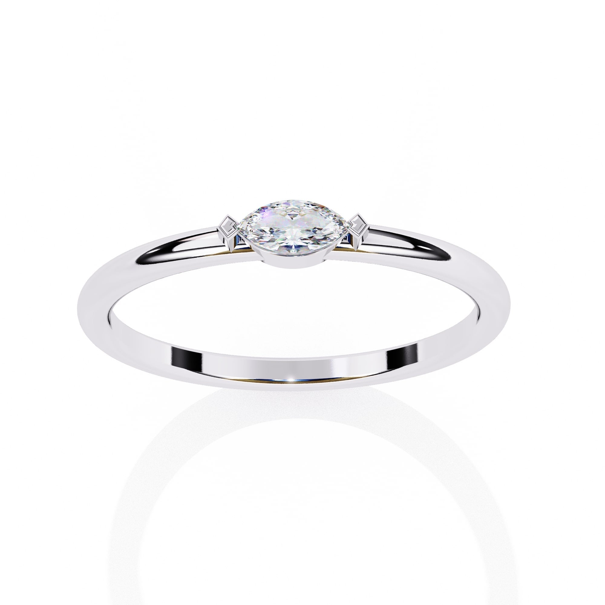 Radiant Solitaire Central Stone Ring