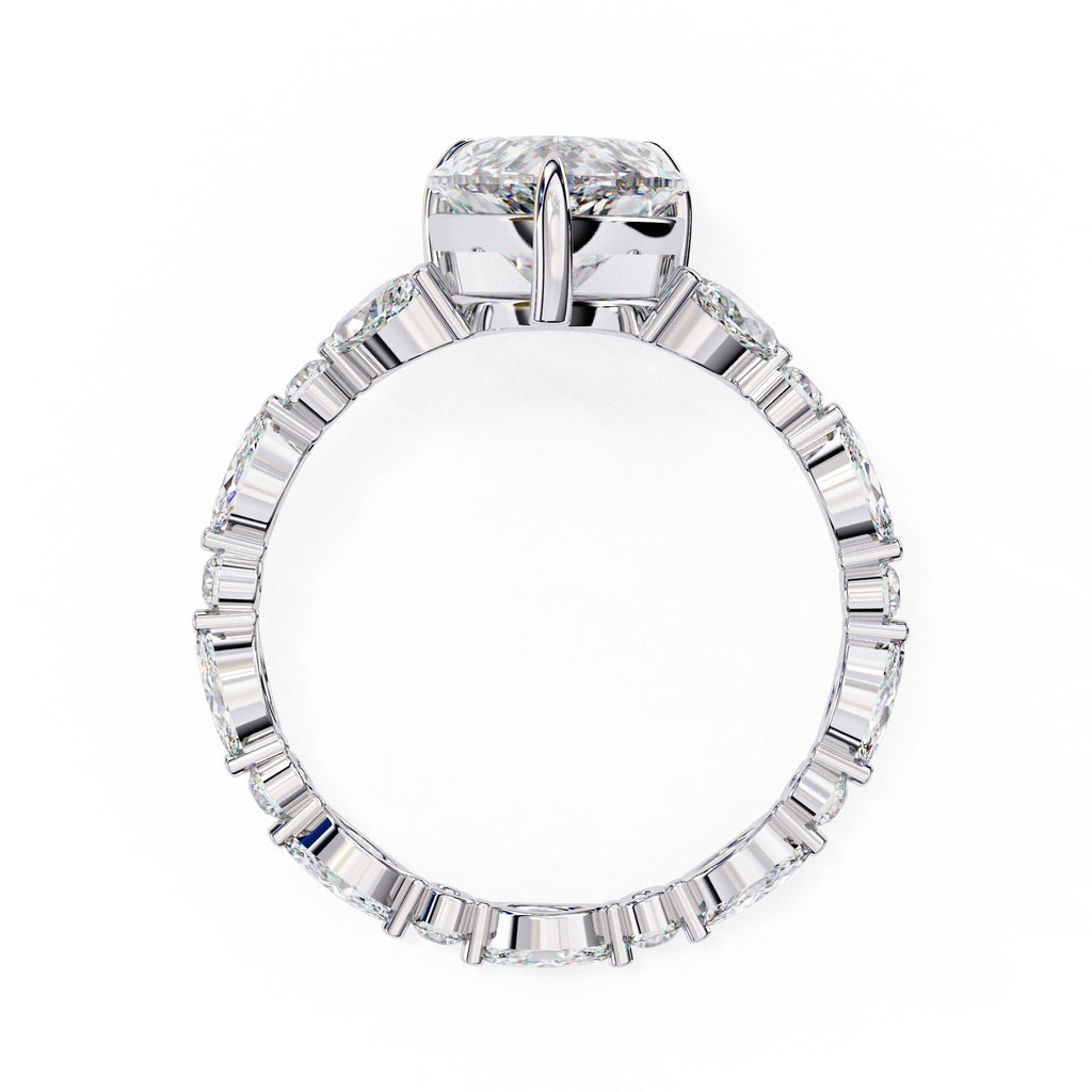 Radiant Central Stone Diamond Ring with Shimmering Side Accents