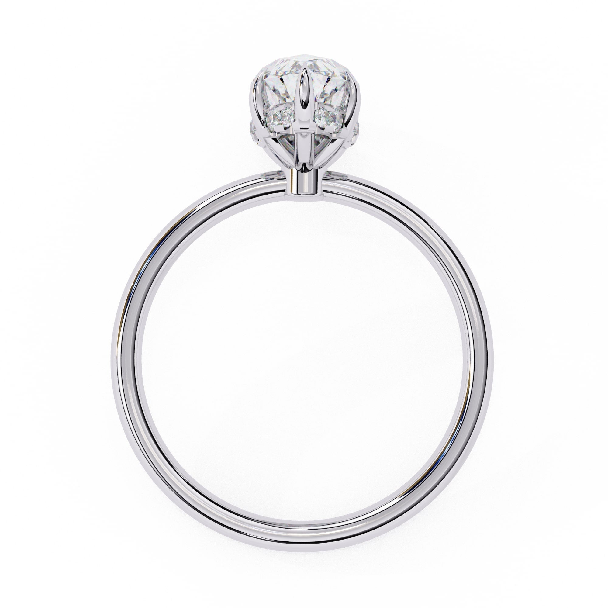 Elegant Diamond Central Stone Side Accent Ring