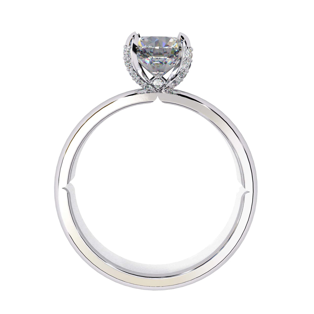 Radiant Central Stone Diamond Ring with Shimmering Side Accents