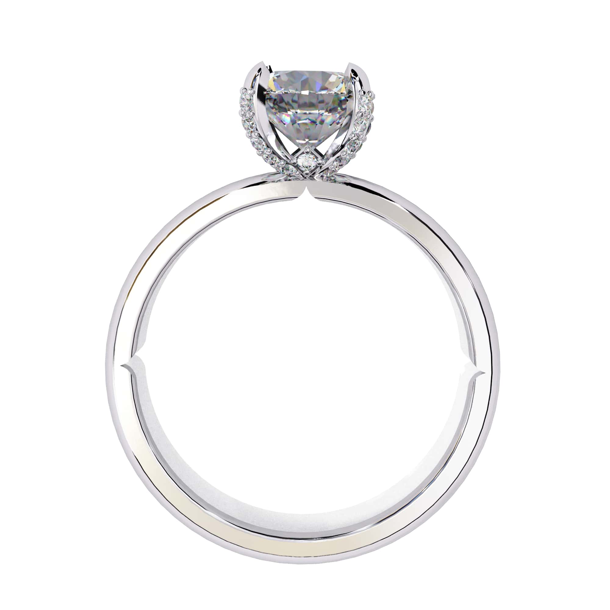 Radiant Central Stone Diamond Ring with Shimmering Side Accents