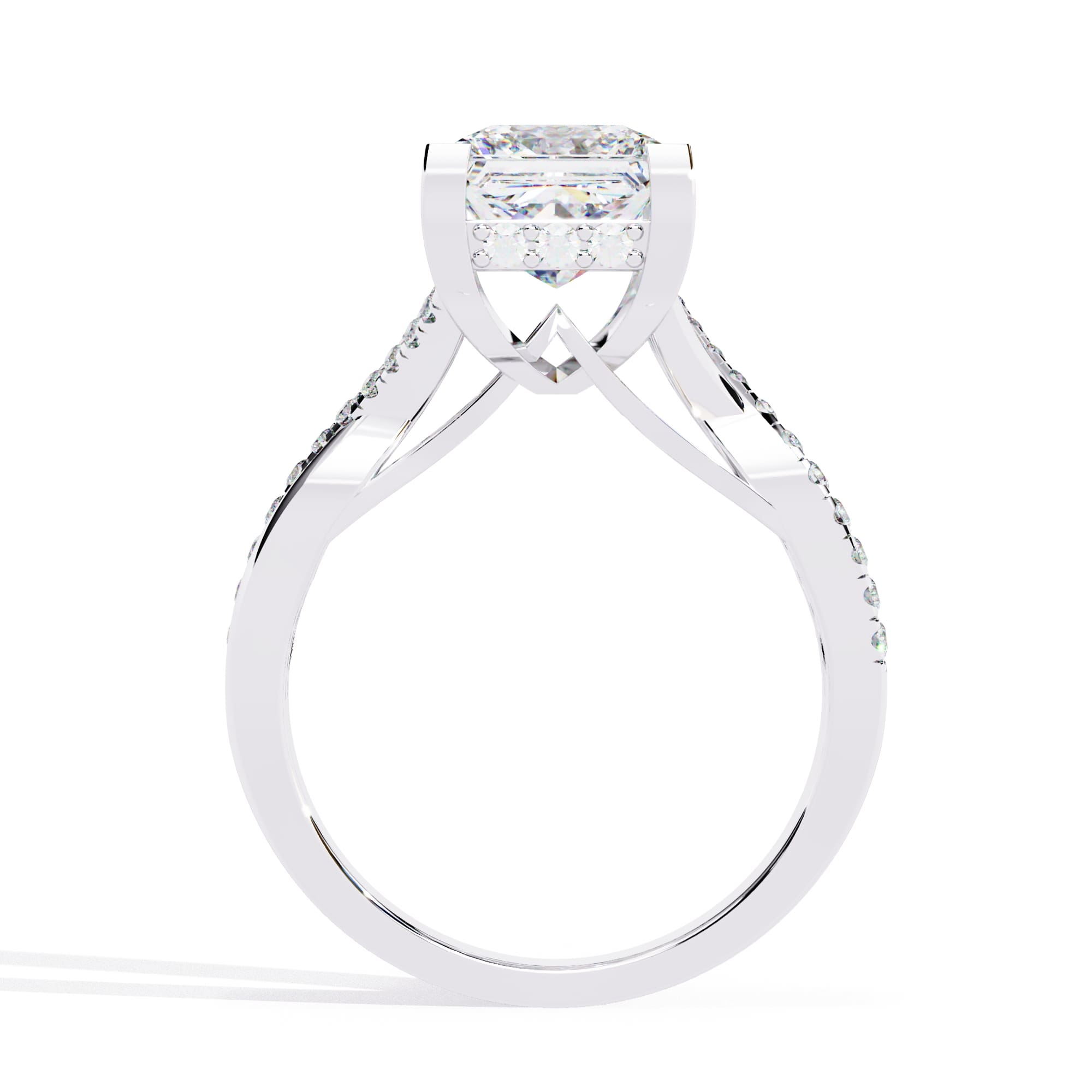 Radiant VVS Emerald Cut Central Brilliance Ring