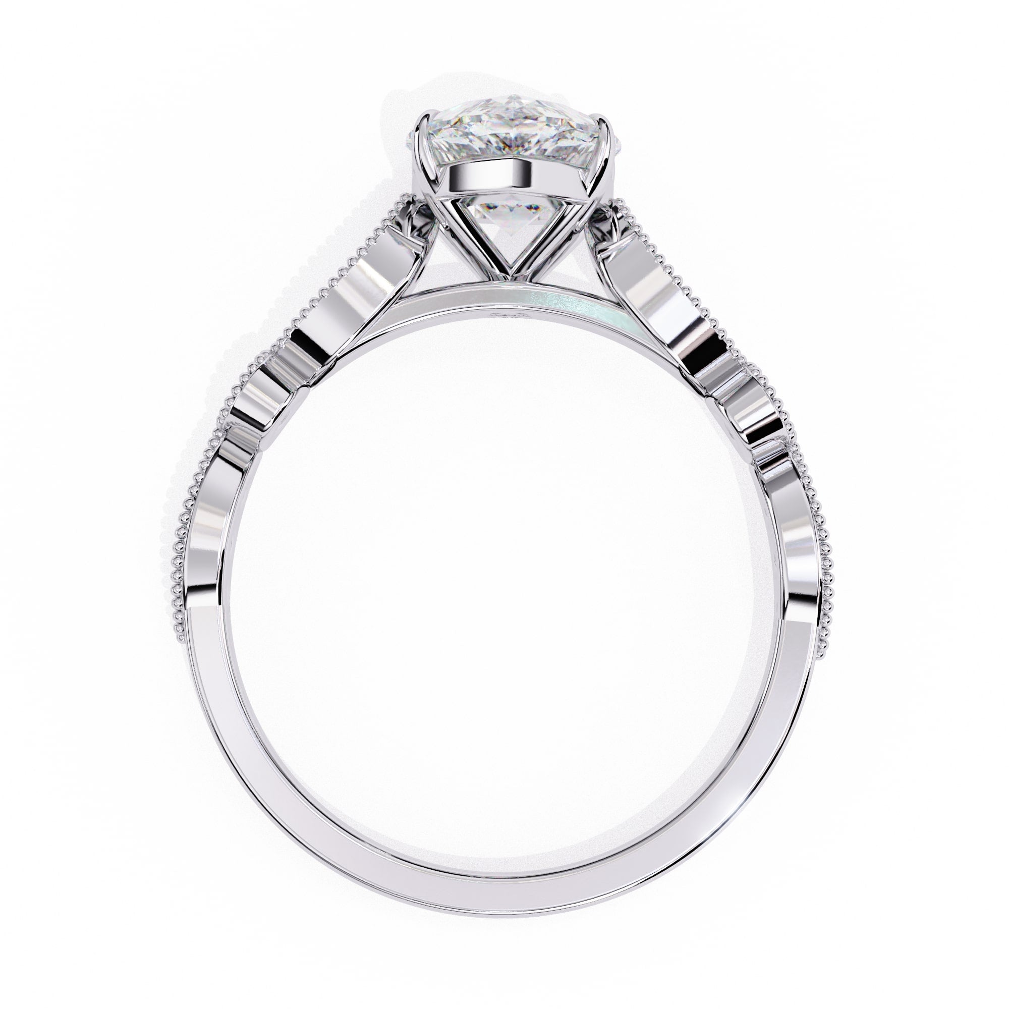 Radiant Central Stone Diamond Ring with Shimmering Side Accents