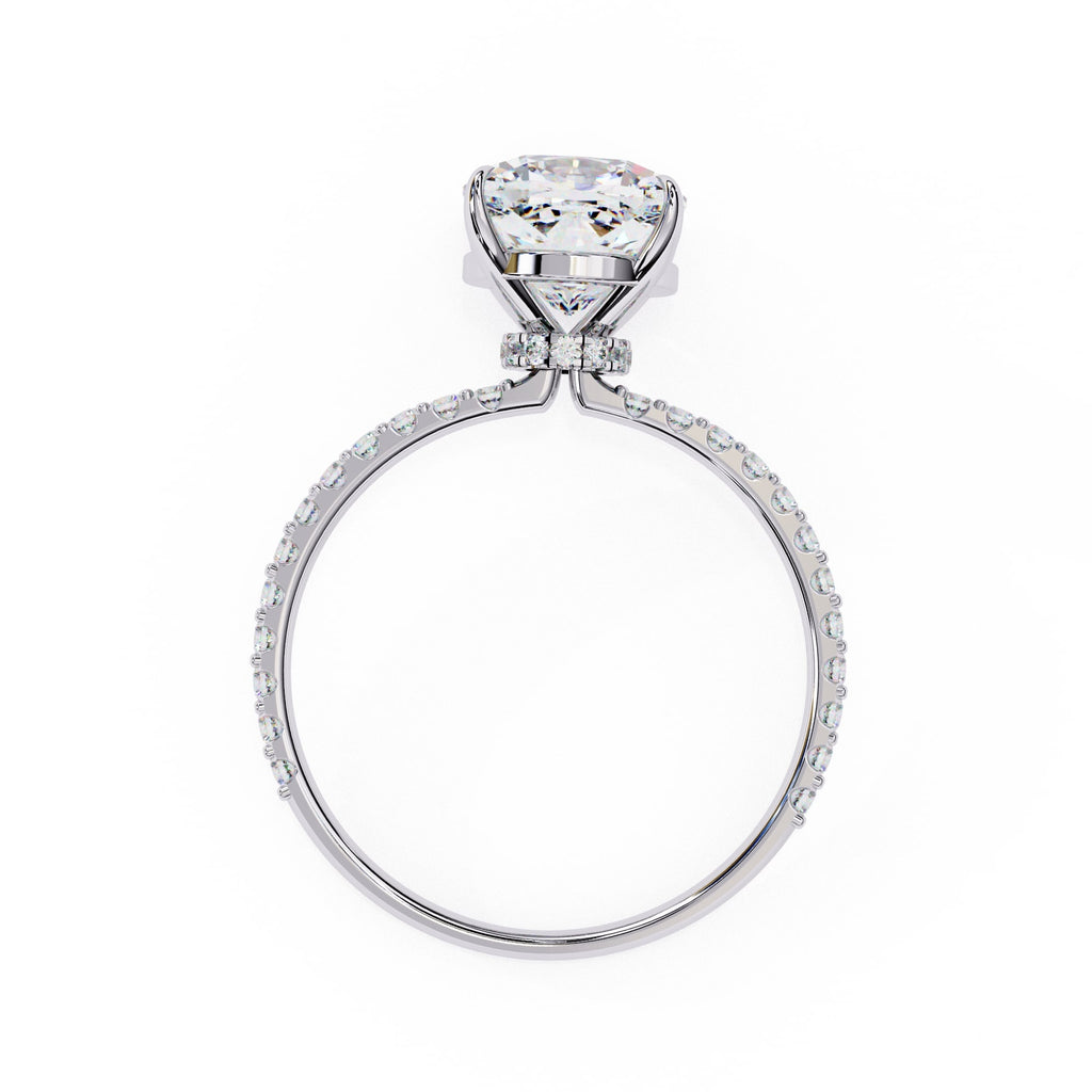 Radiant Central Stone Diamond Ring with Shimmering Side Accents