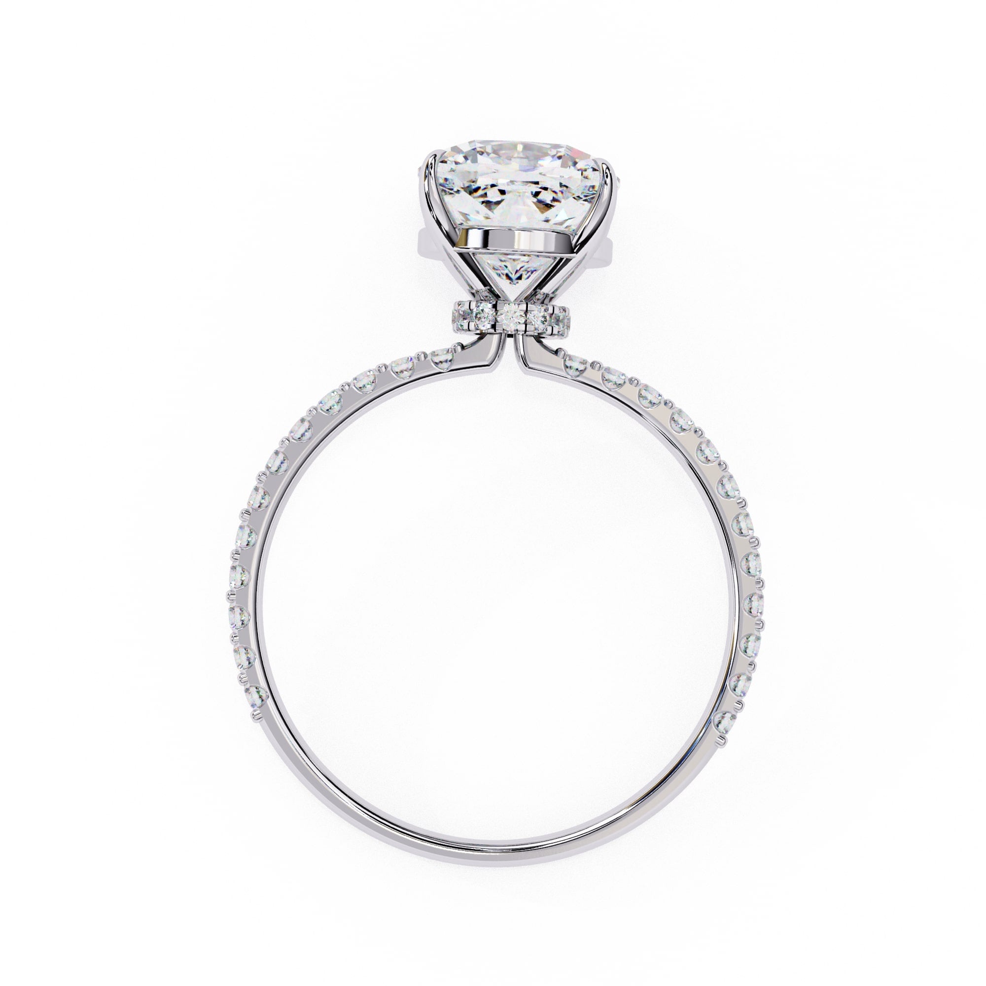 Radiant Central Stone Diamond Ring with Shimmering Side Accents