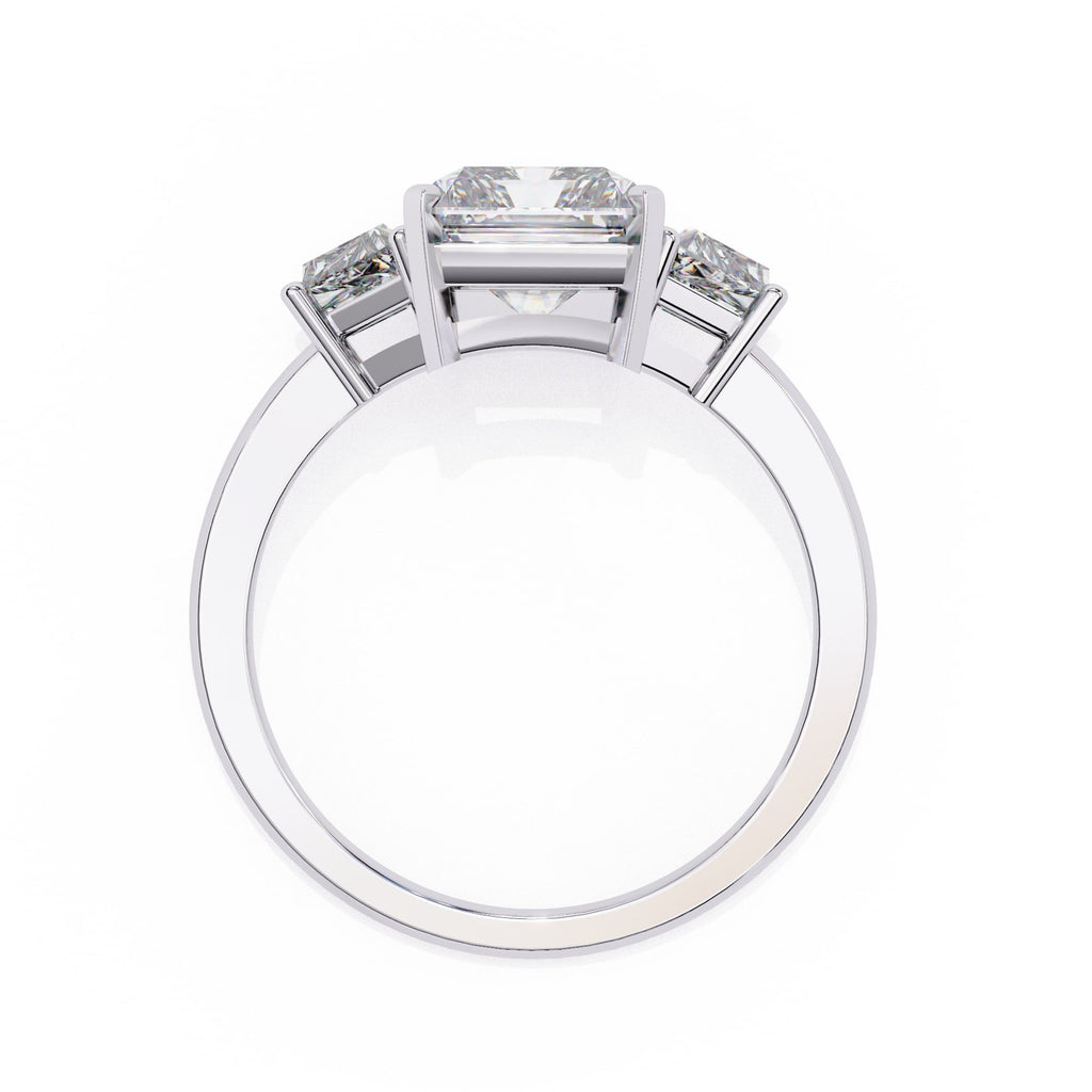 Radiant Central Stone Diamond Side Accents Ring