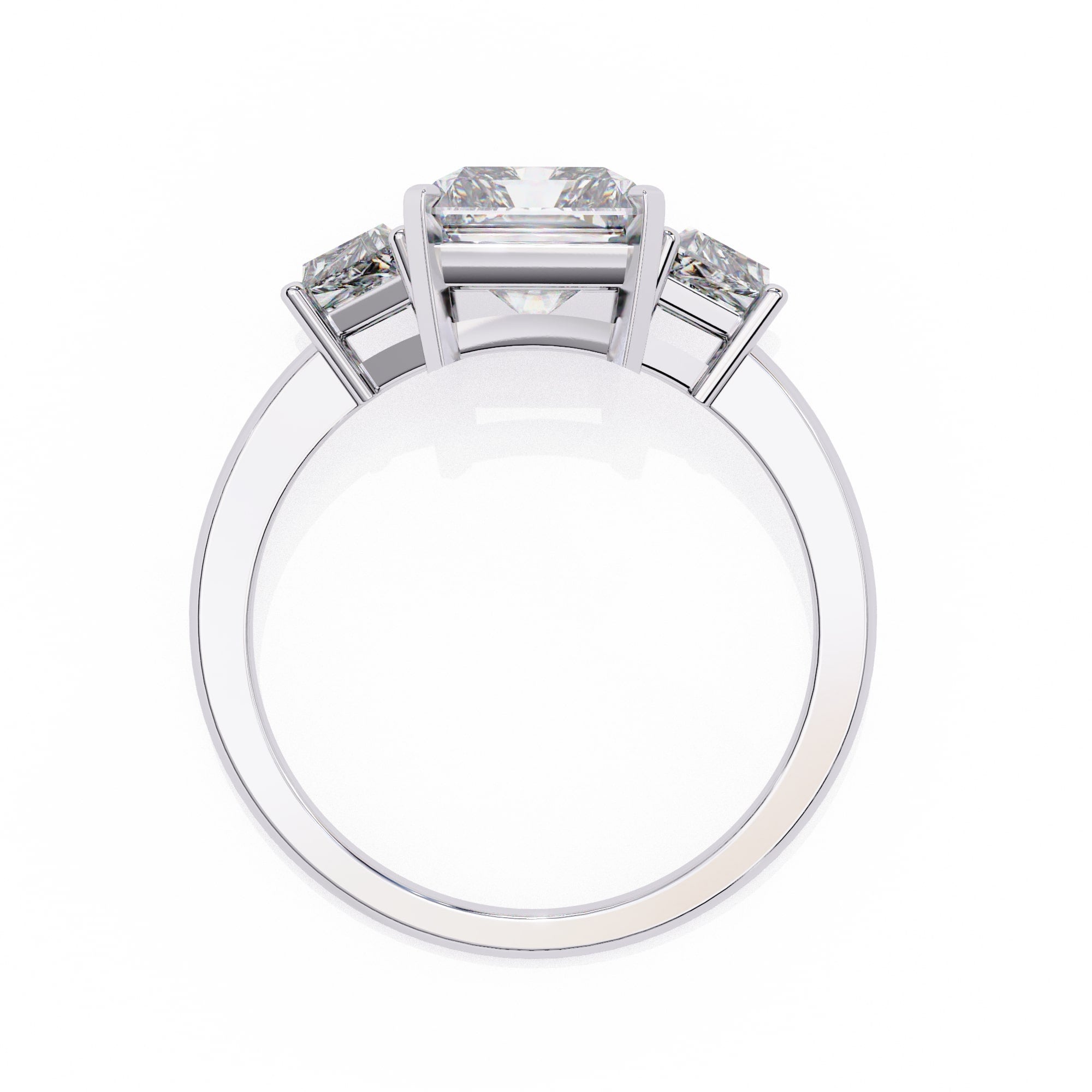 Radiant Central Stone Diamond Side Accents Ring