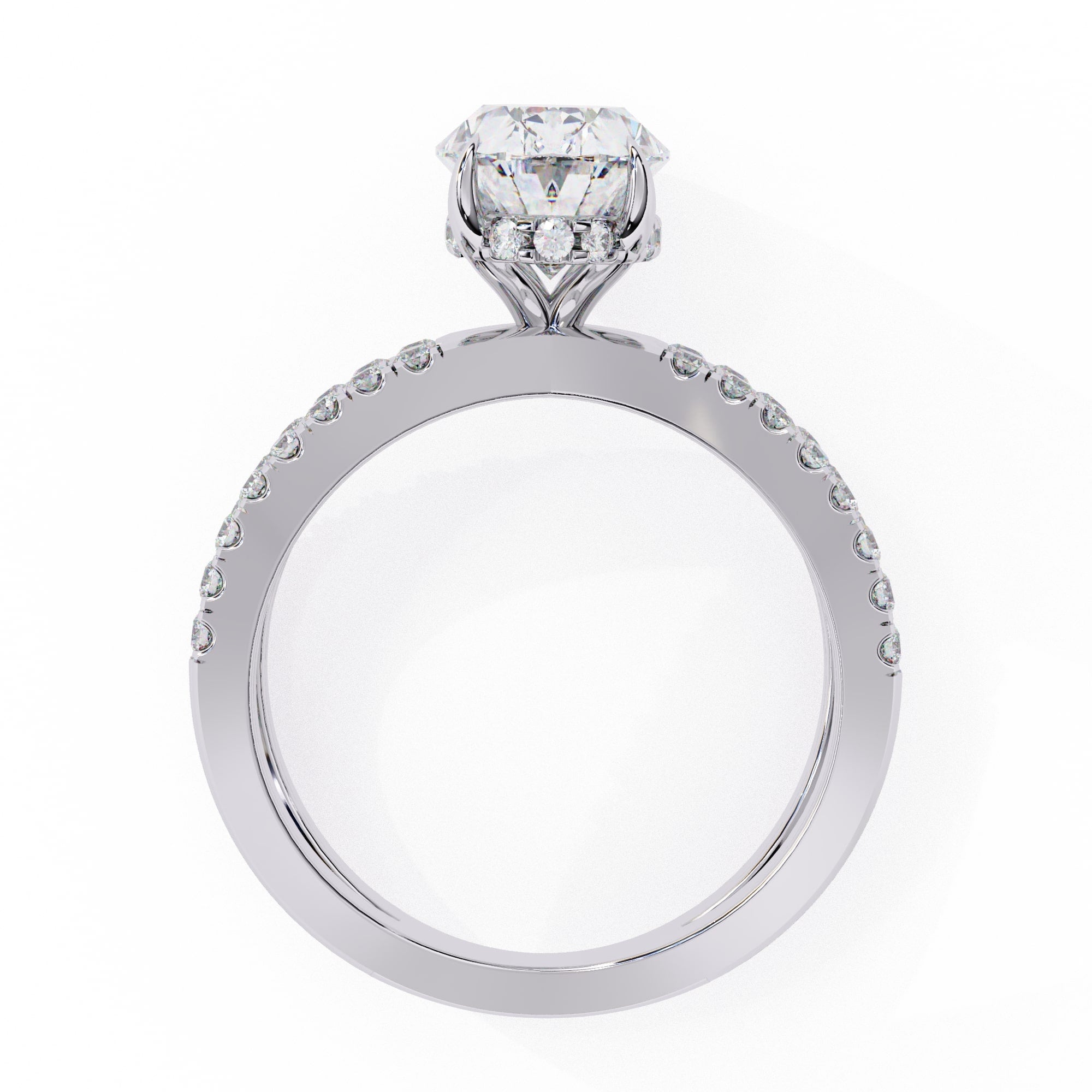Elegant Central Stone Diamond Side Accent Ring