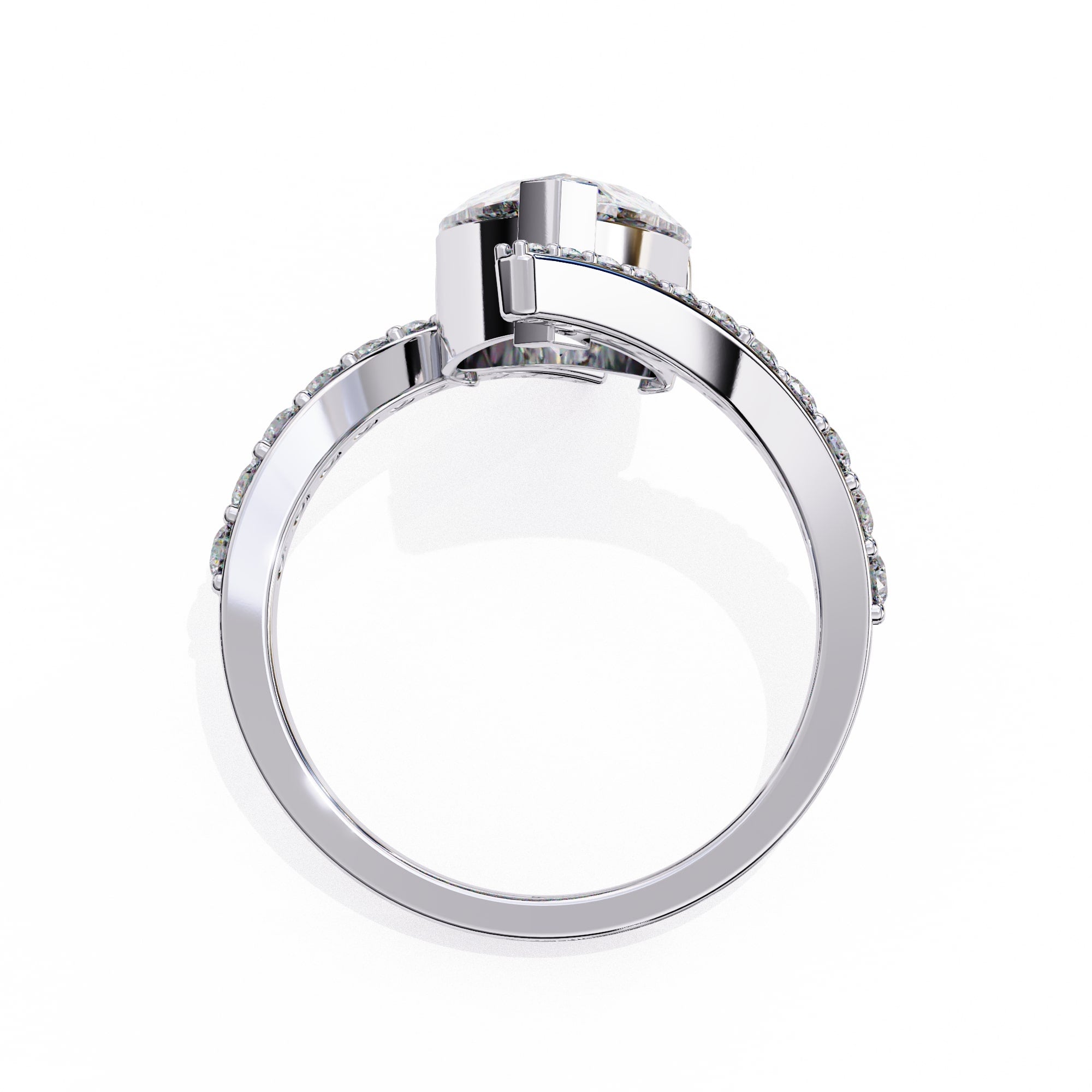Radiant Central Stone Diamond Ring with Side Accents