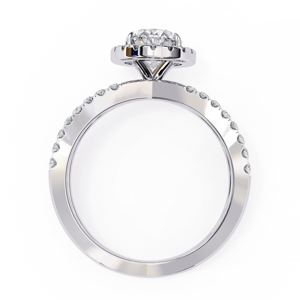 Radiant Central Stone Diamond Ring with Shimmering Side Accents