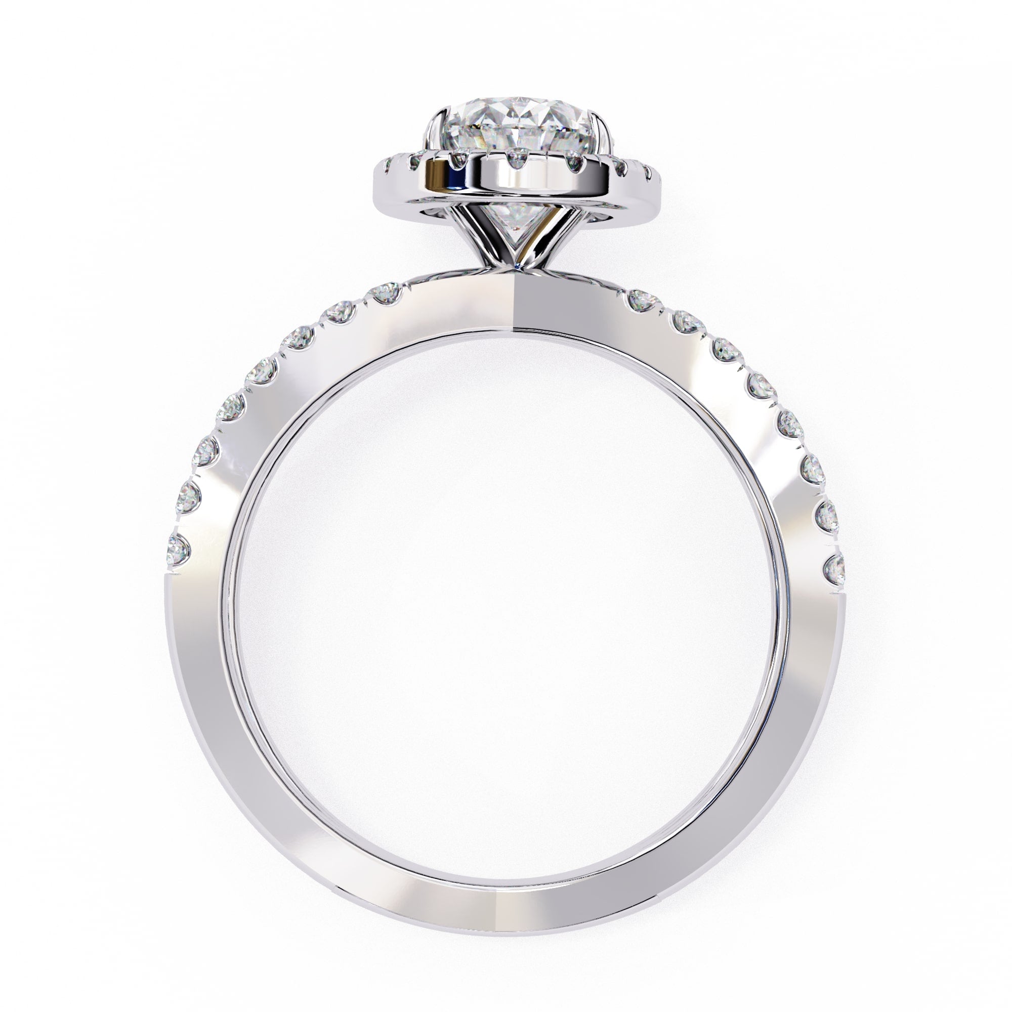 Radiant Central Stone Diamond Ring with Shimmering Side Accents