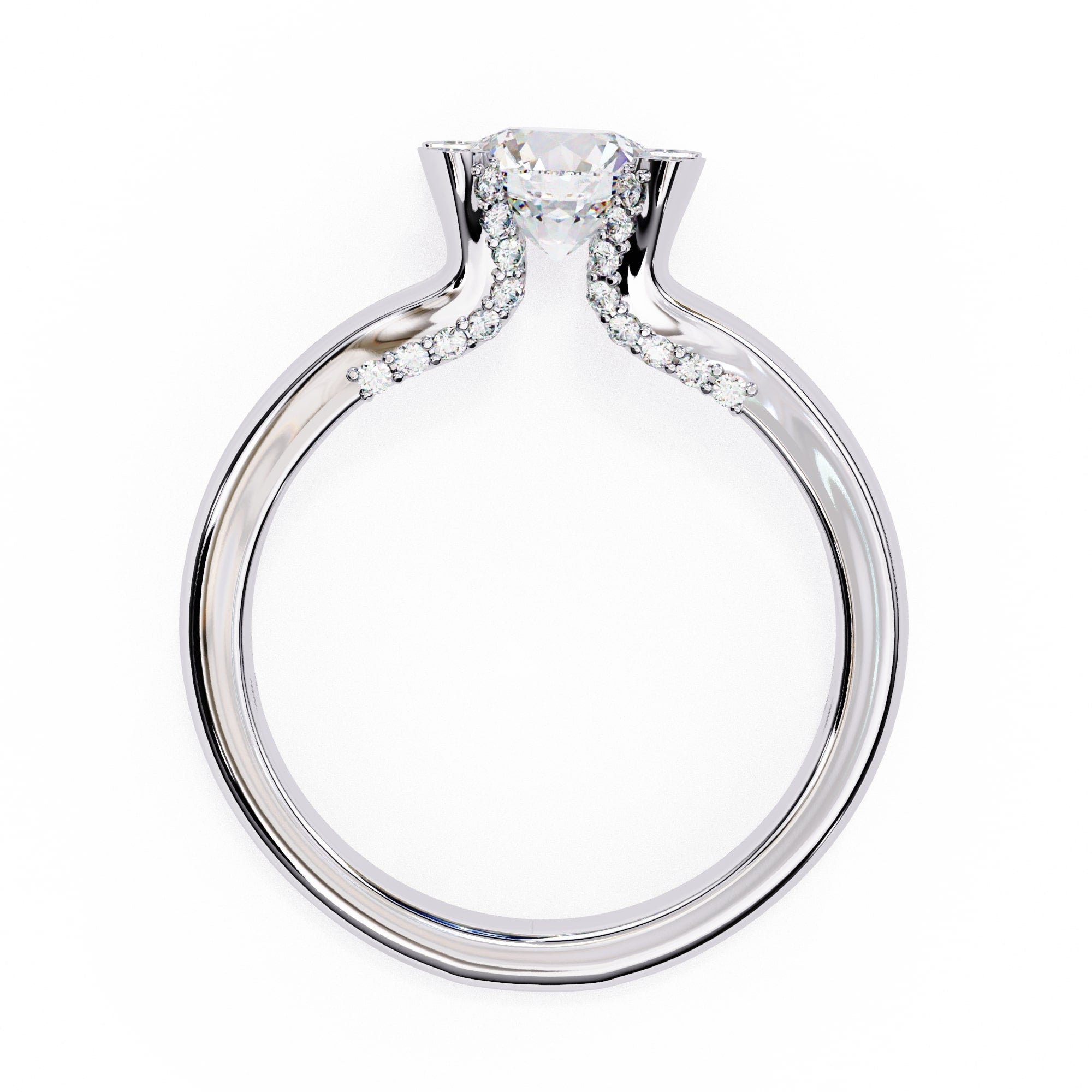 Elegant Diamond Central Stone Ring with Brilliant Side Accents
