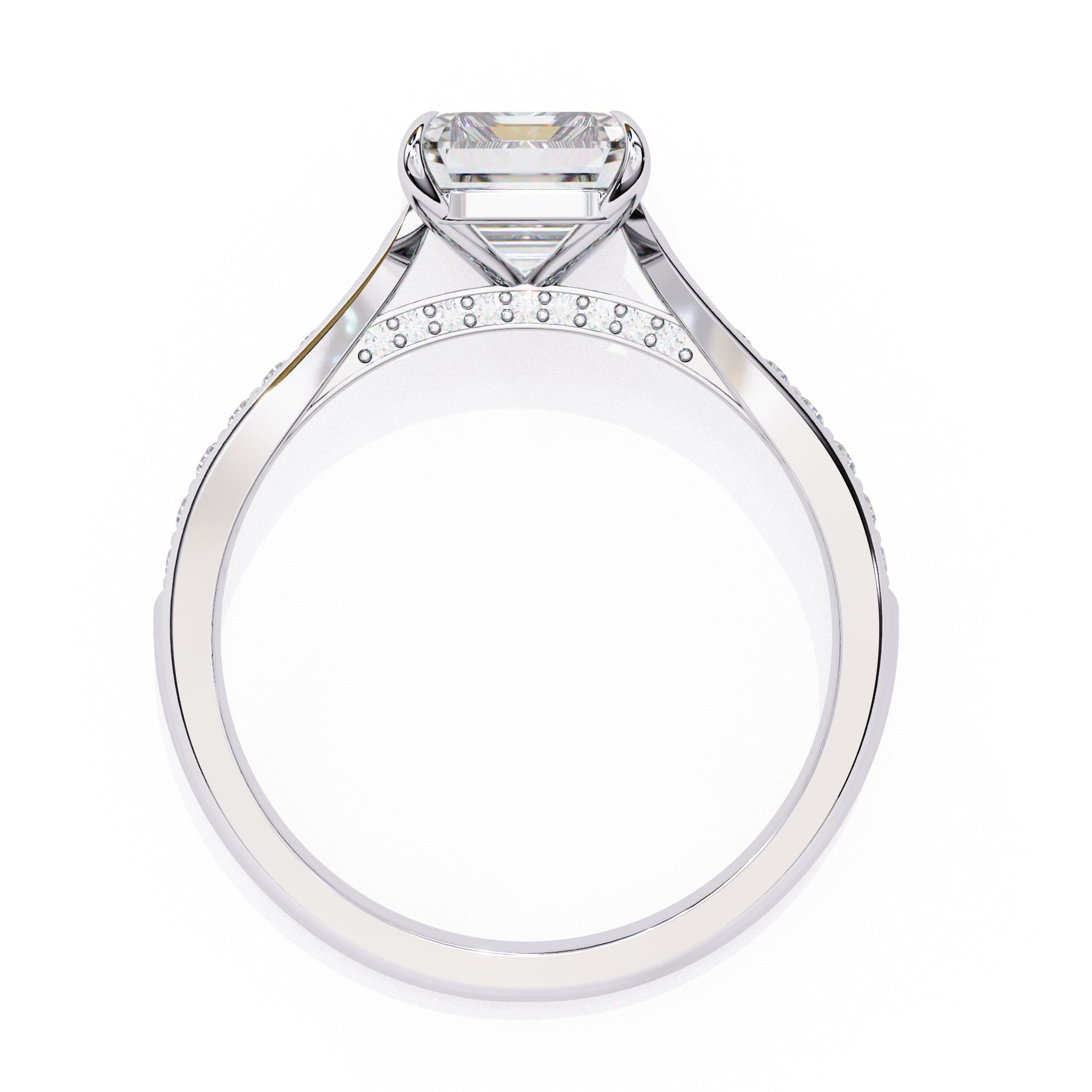 Elegant Central Stone Diamond Side Accent Ring