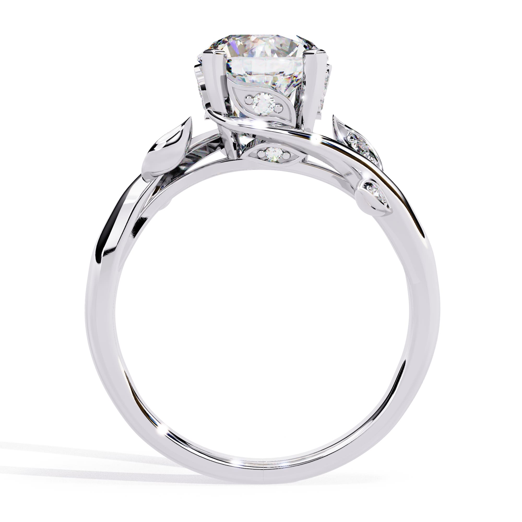 Exquisite Central Stone Diamond Ring with Shimmering Side Accents