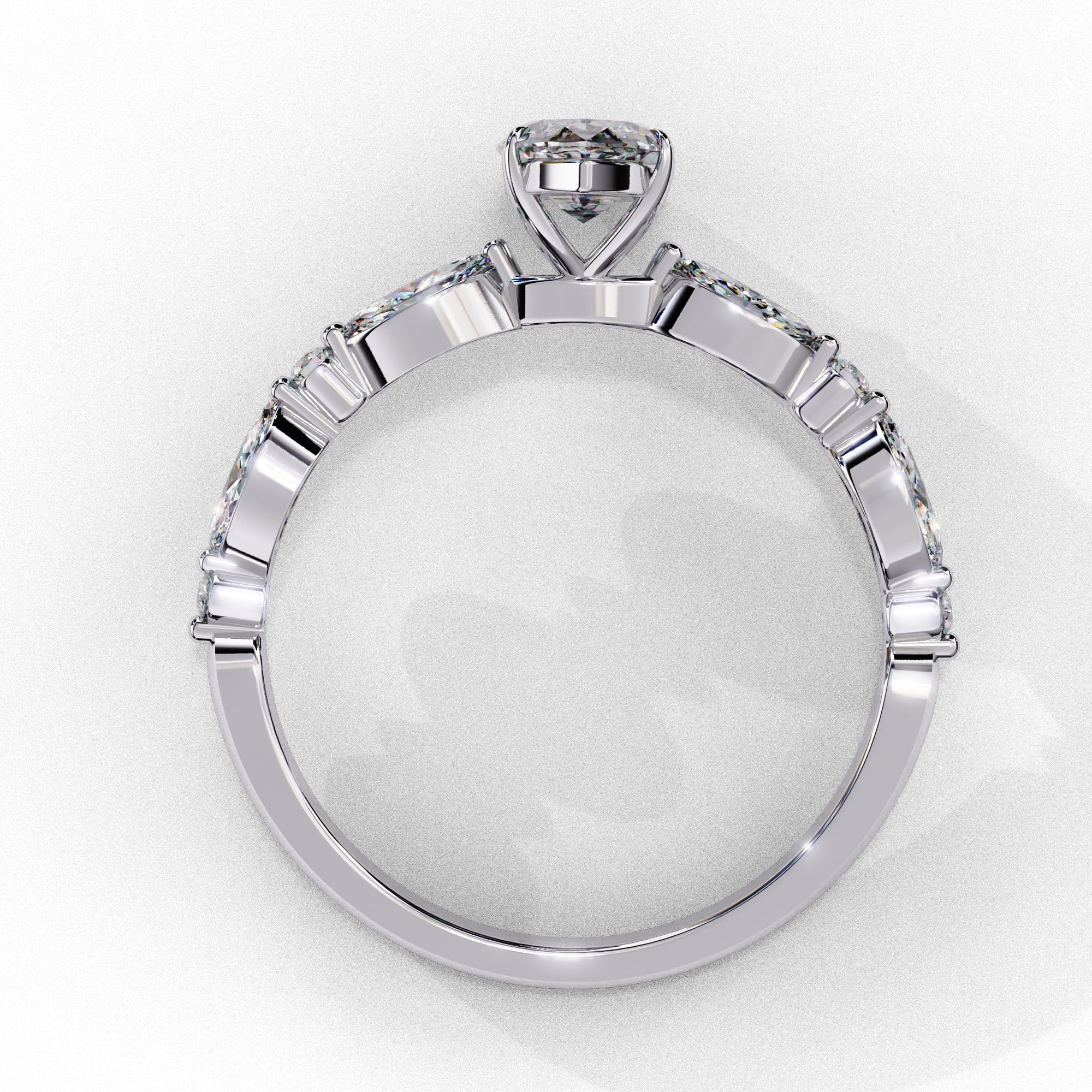 Elegant Central Stone Diamond Ring with Radiant Side Accents