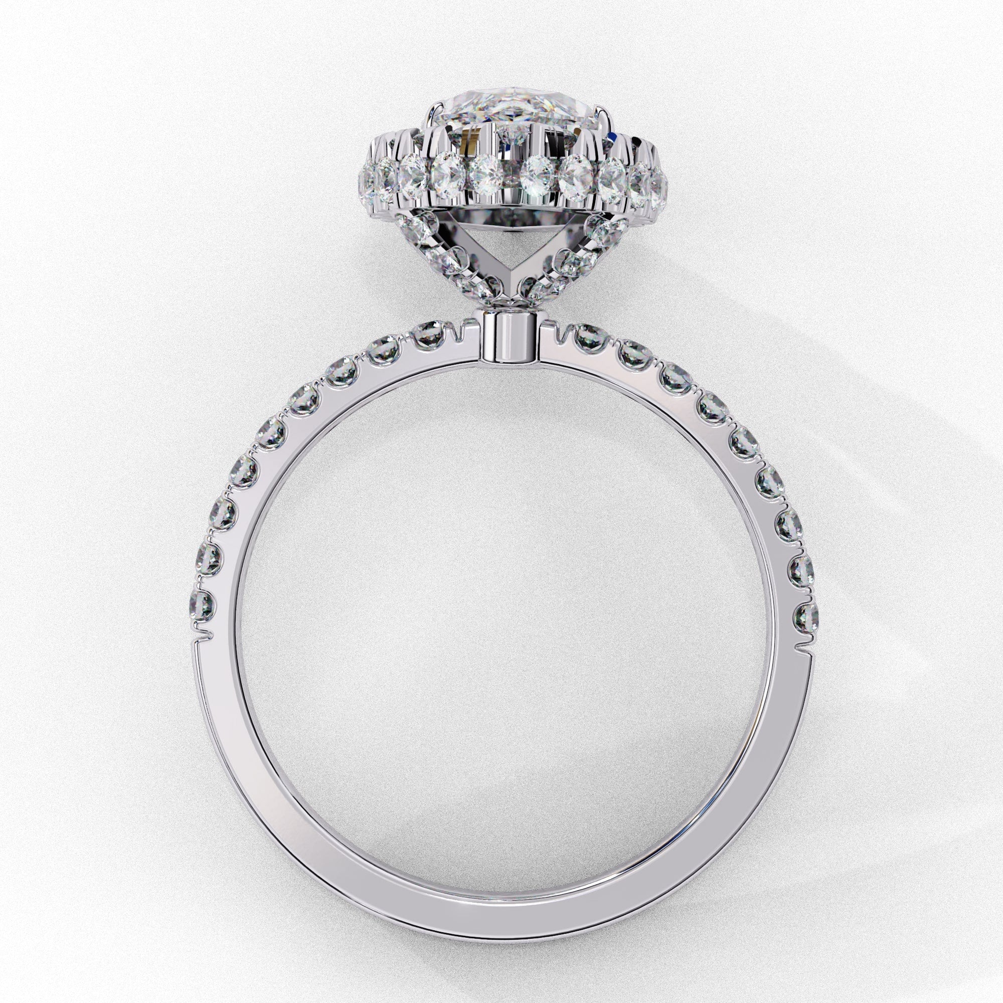 Radiant Diamond Cluster Central Stone Ring