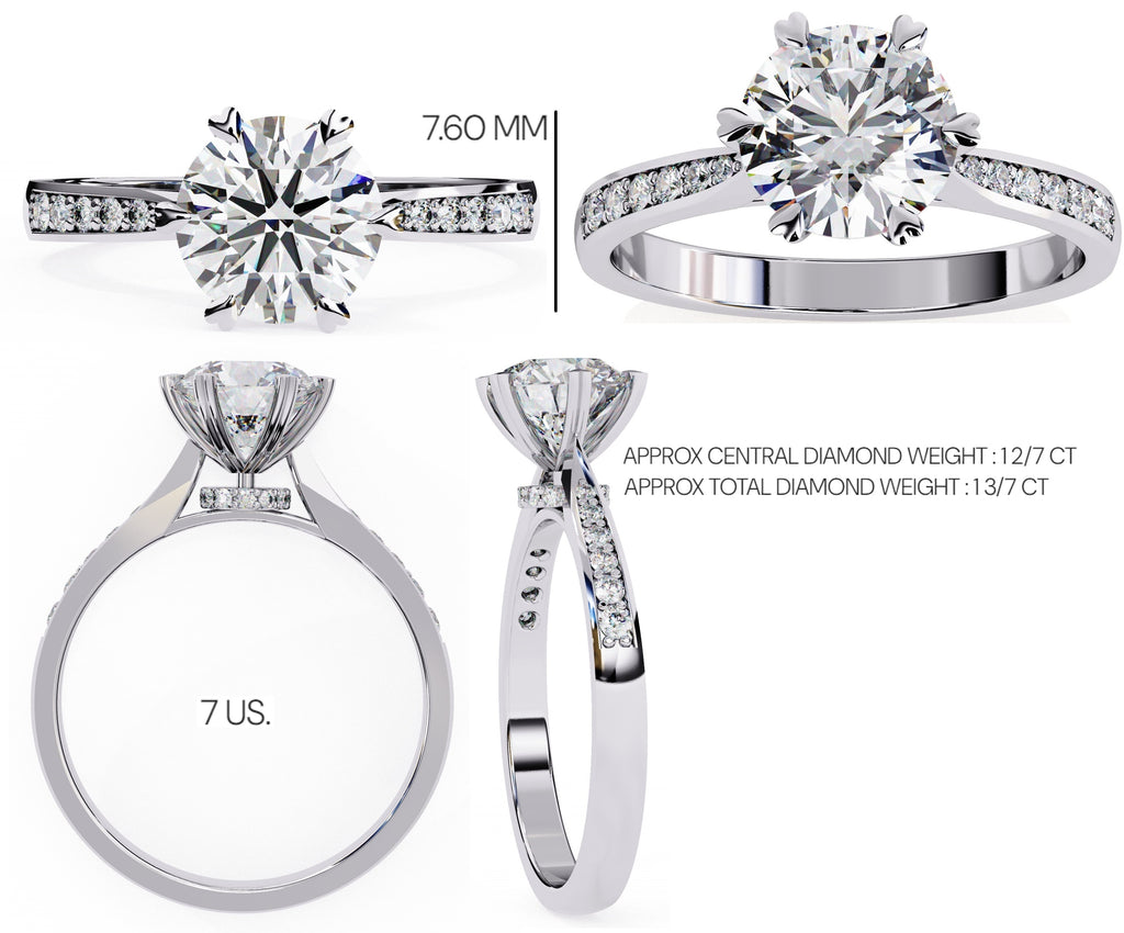 Elegant Central Stone Diamond Ring with Radiant Side Accents