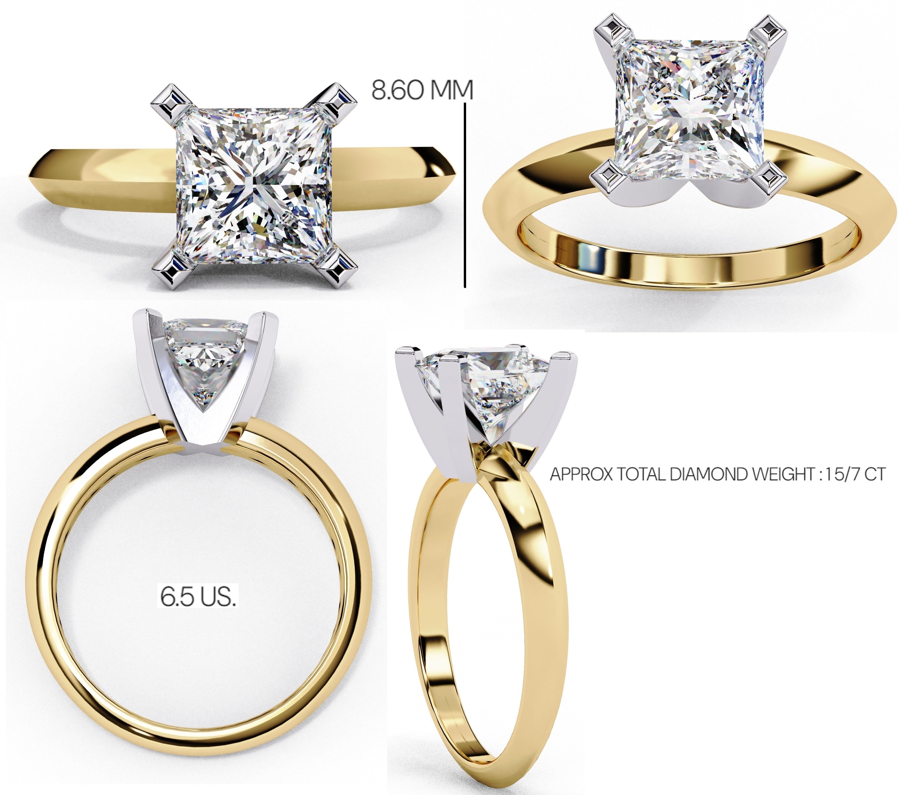 Radiant Solitaire Central Stone Diamond Ring