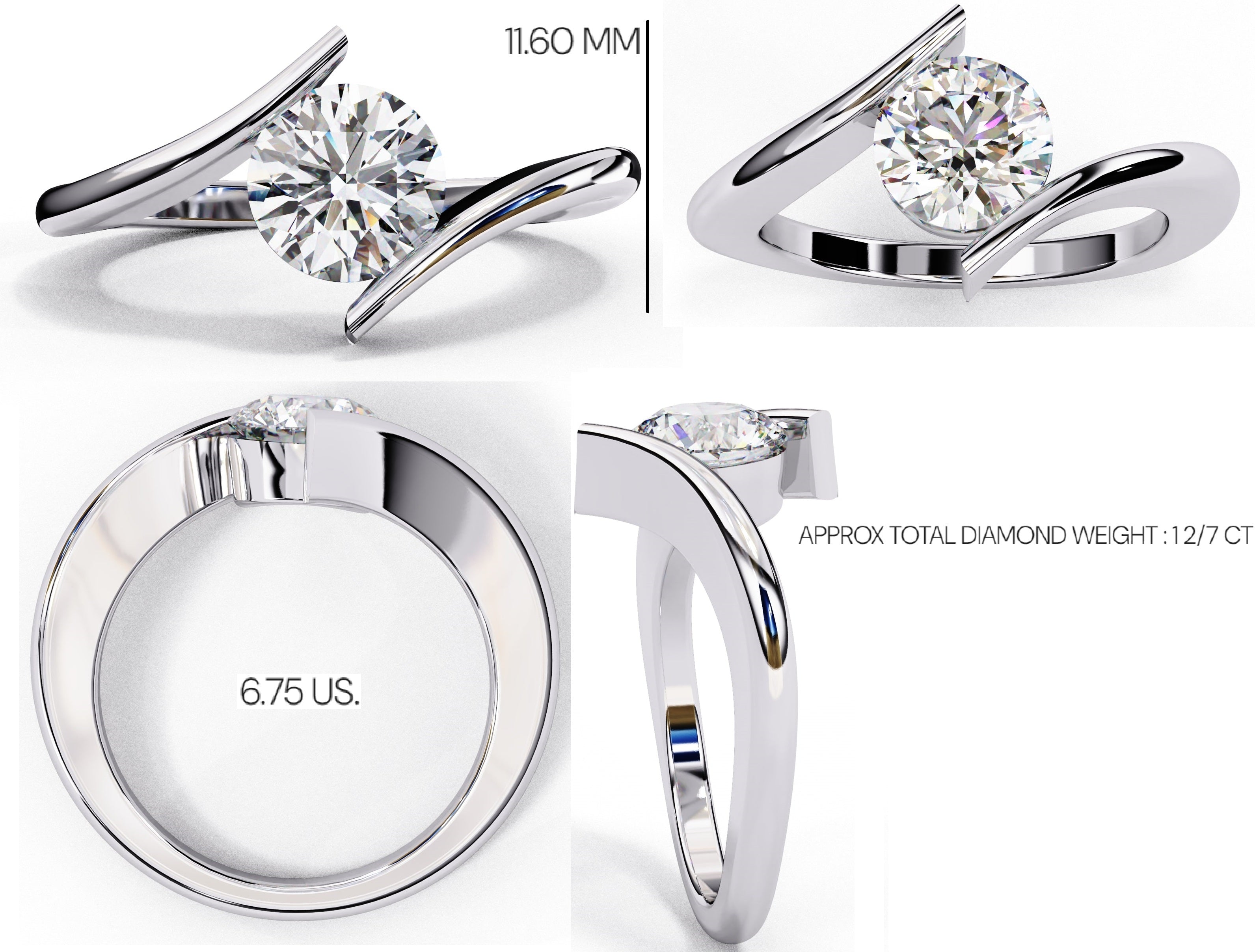 Brilliant Solitaire Diamond Engagement Ring with Timeless Central Stone Setting